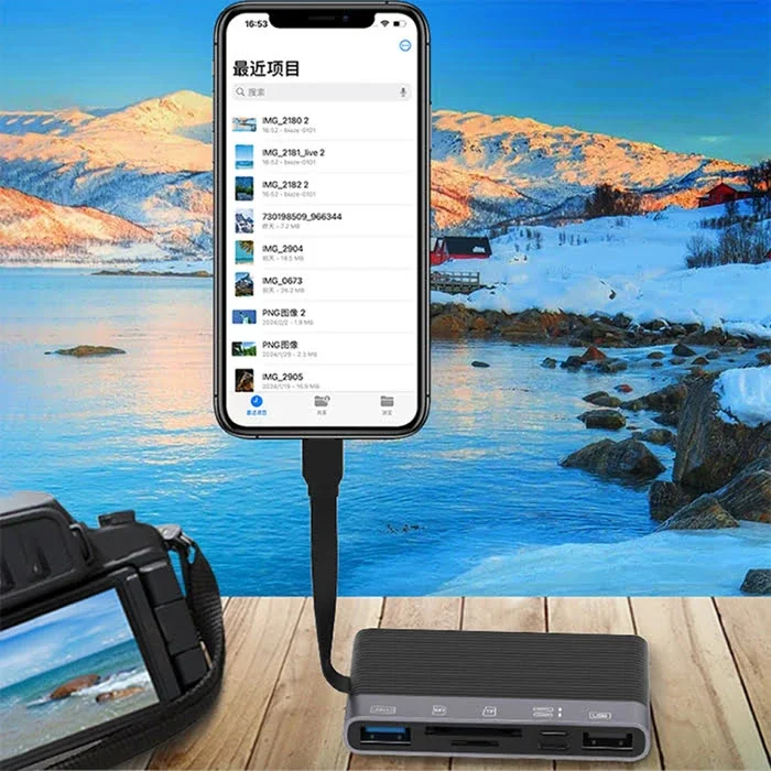 6in1 USB Type-C Lightning SD-TF Kart Okuyucu Adaptör - Çoklu Port Çözümü