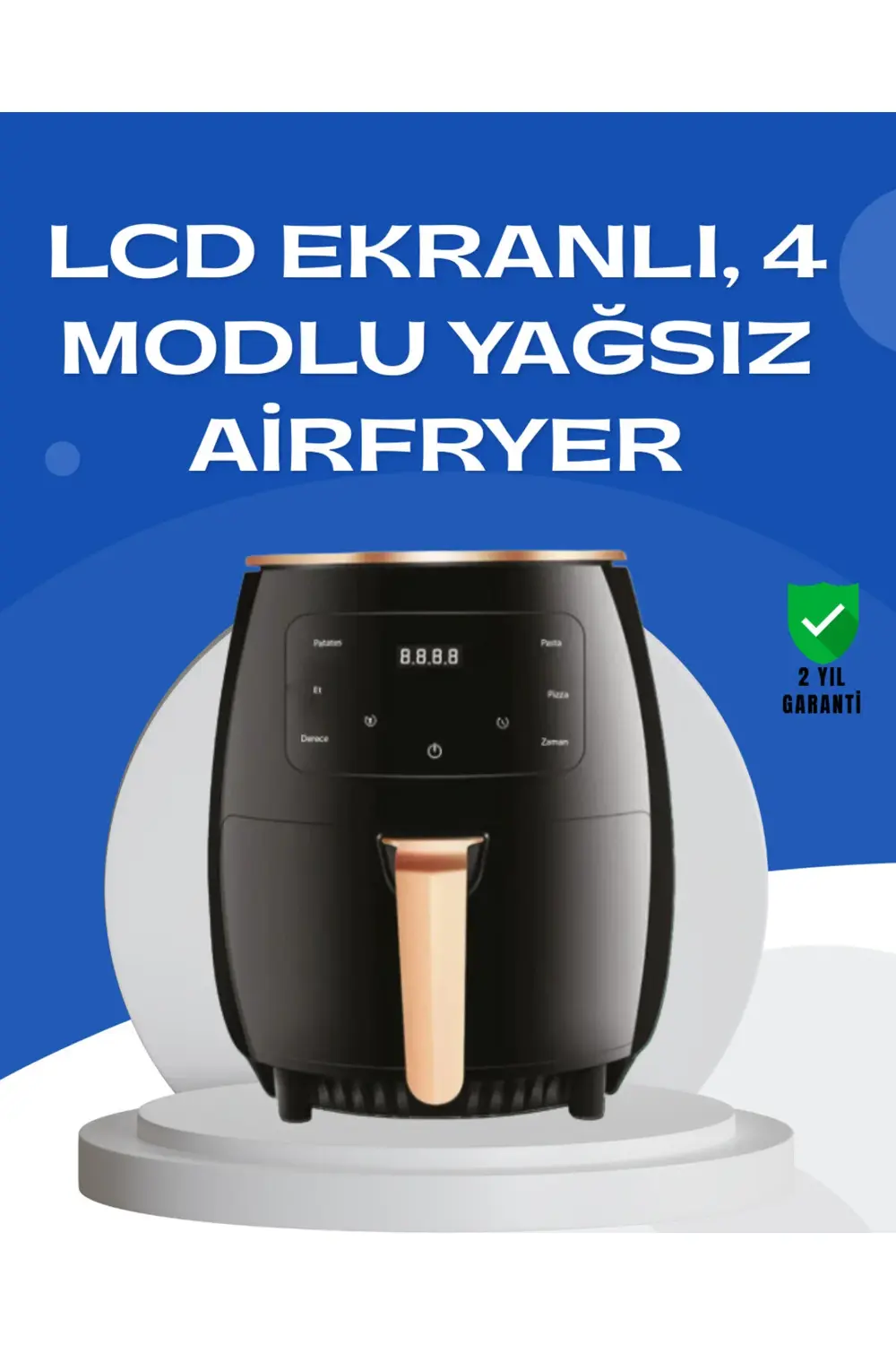 6L Yağsız Fritöz 2400W Dokunmatik Ekran Otomatik Kapanma Airfryer