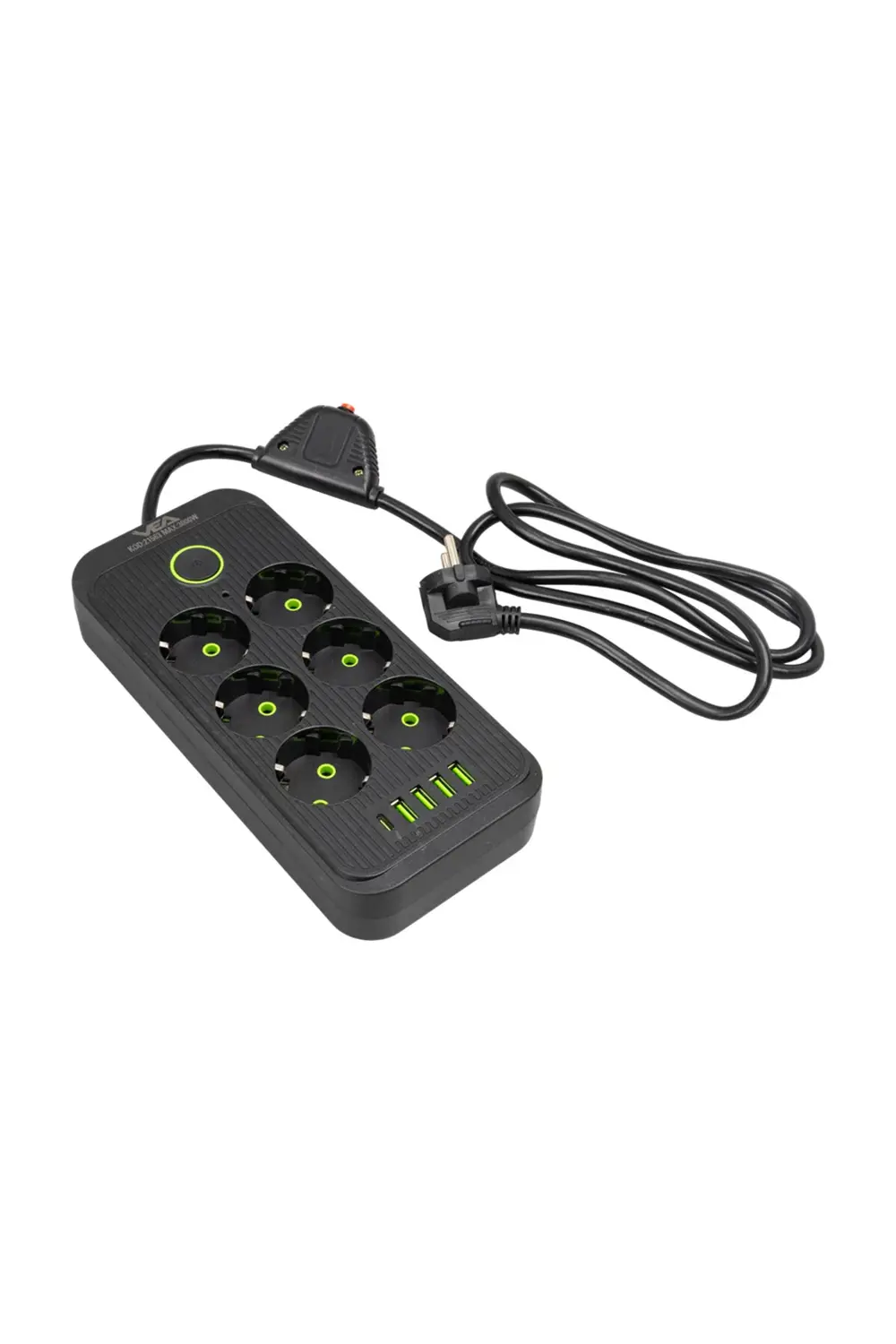 6LI 1.5 METRE KABLOLU TYPE-CLİ 4 USBLİ SİYAH AKIM KORUMALI PRİZ V