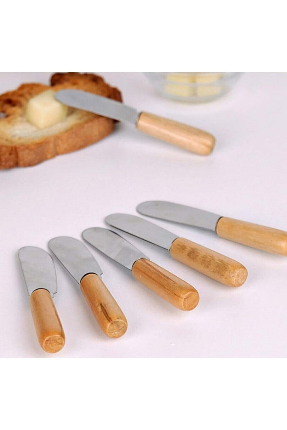 6lı Ahşap Saplı Tereyağı Sürme ve Kahvaltı Bıçağı 10cm