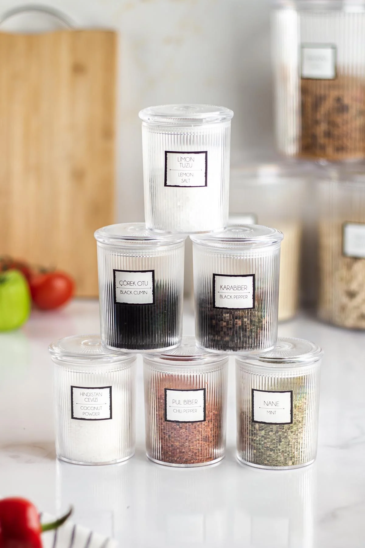 6'lı Barok Yuvarlak Baharat Kavanoz Seti & Saklama Kabı & Erzak Kabı (6*250 ML) - Görsel 2