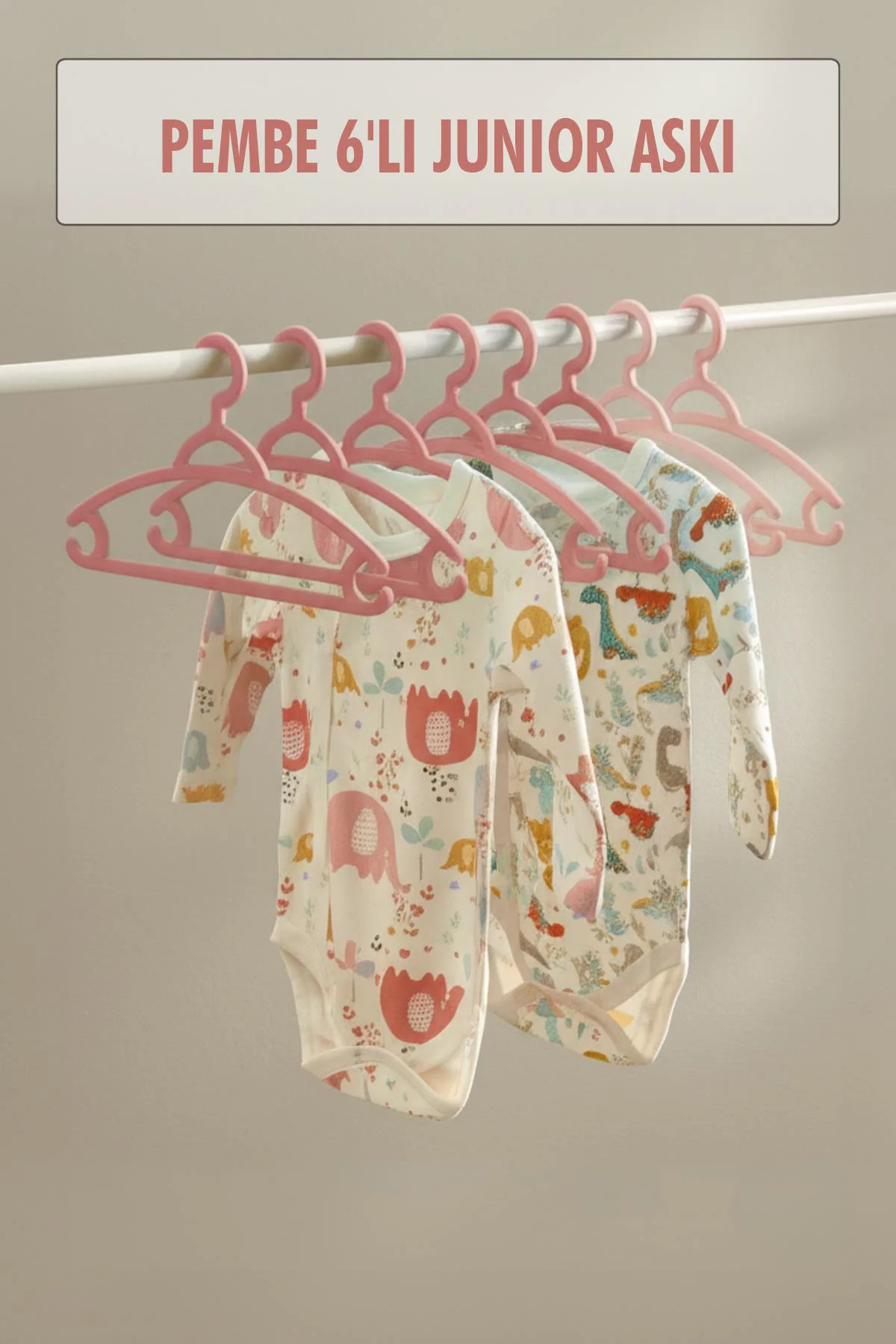 6'lı Bebek Askısı Seti - Pembe Gardırop Düzenleyici & Bebek Kıyafeti Askısı