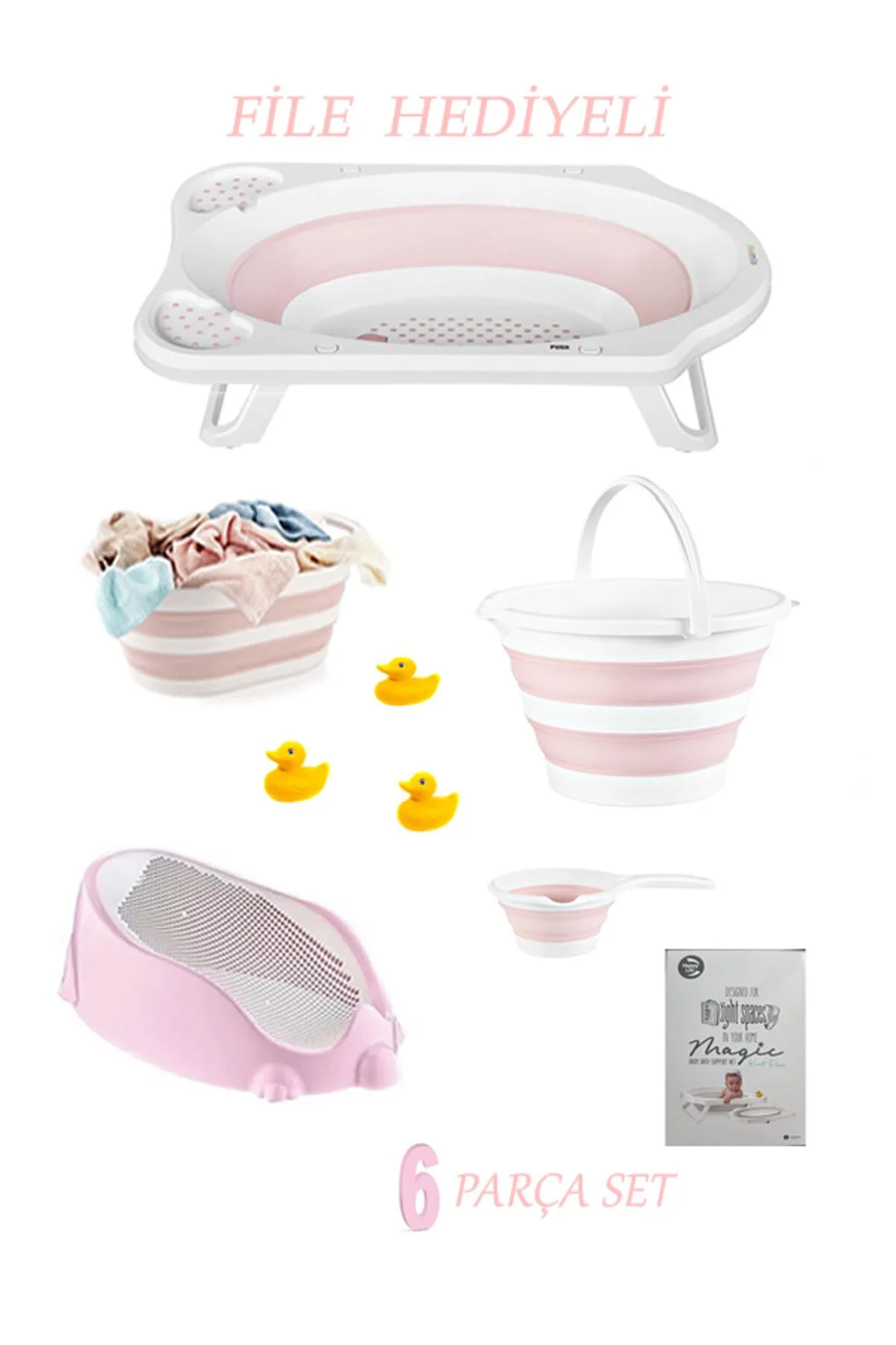6'lı Bebek Küvet Set (FİLELİ) CM-6 PARÇA BEBE SETI KATLANIR