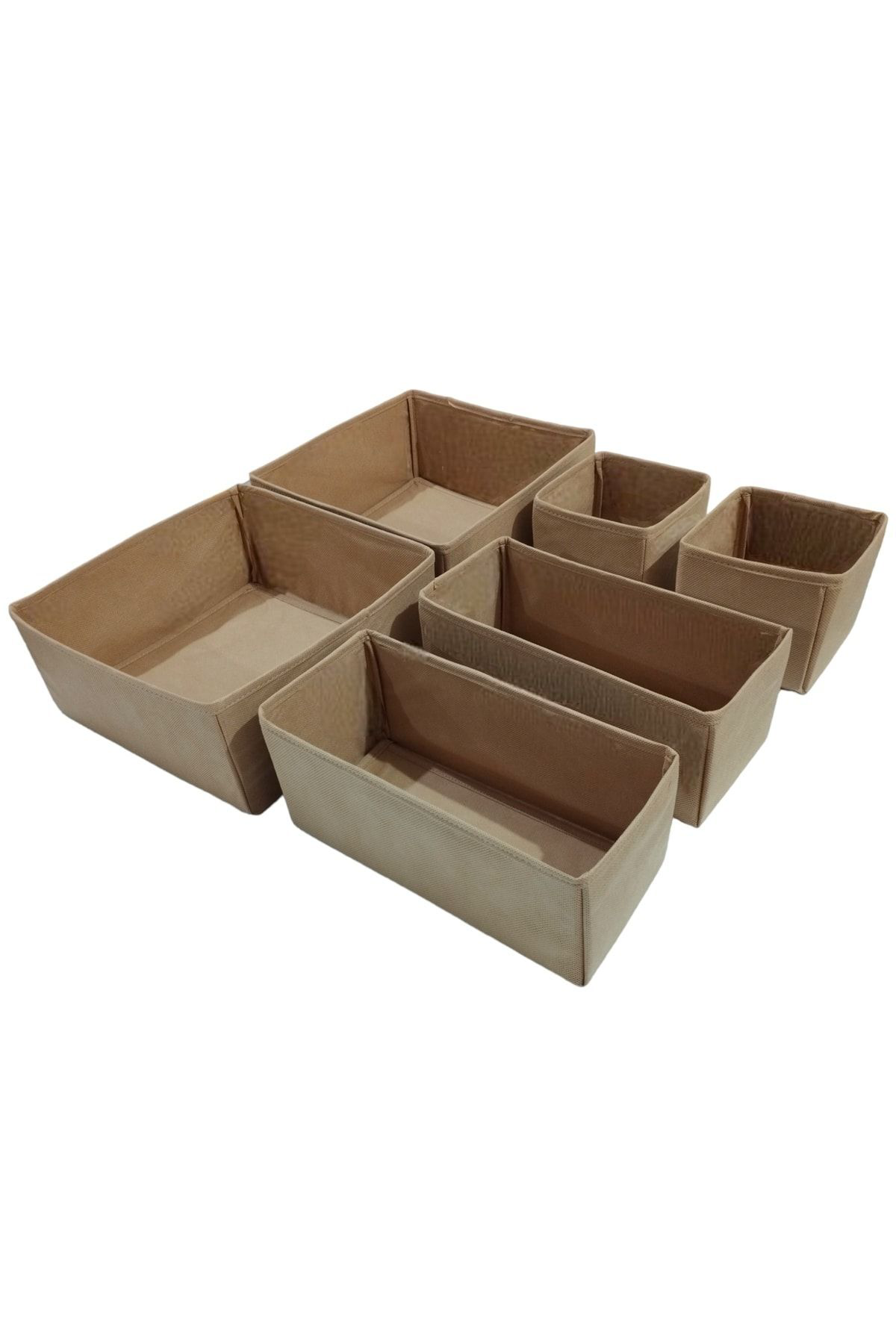 6'lı Bej Çekmece Içi Düzenleyici Organizer Set - Çok Amaçlı Dolap