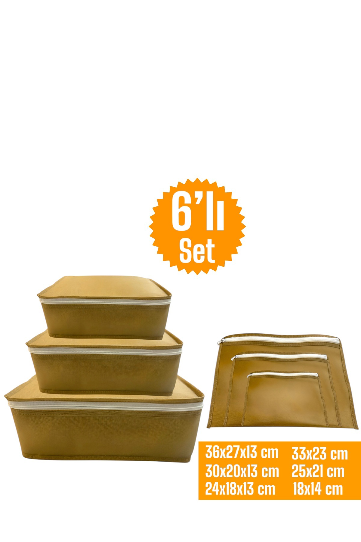 6'lı Bej Valiz Düzenleyici , Bavul Içi Düzenleyici Organizer Set