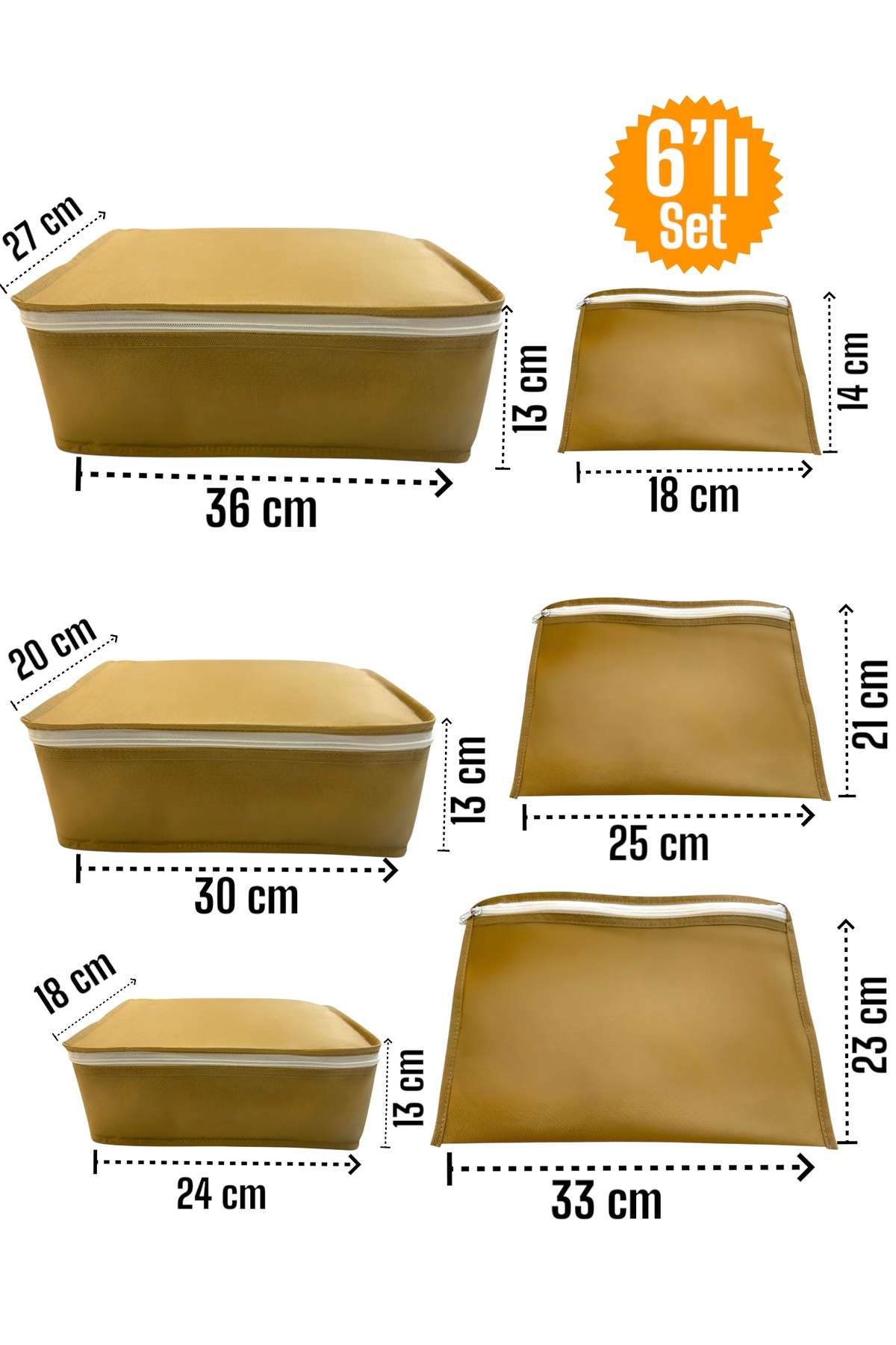 6'lı Bej Valiz Düzenleyici , Bavul Içi Düzenleyici Organizer Set