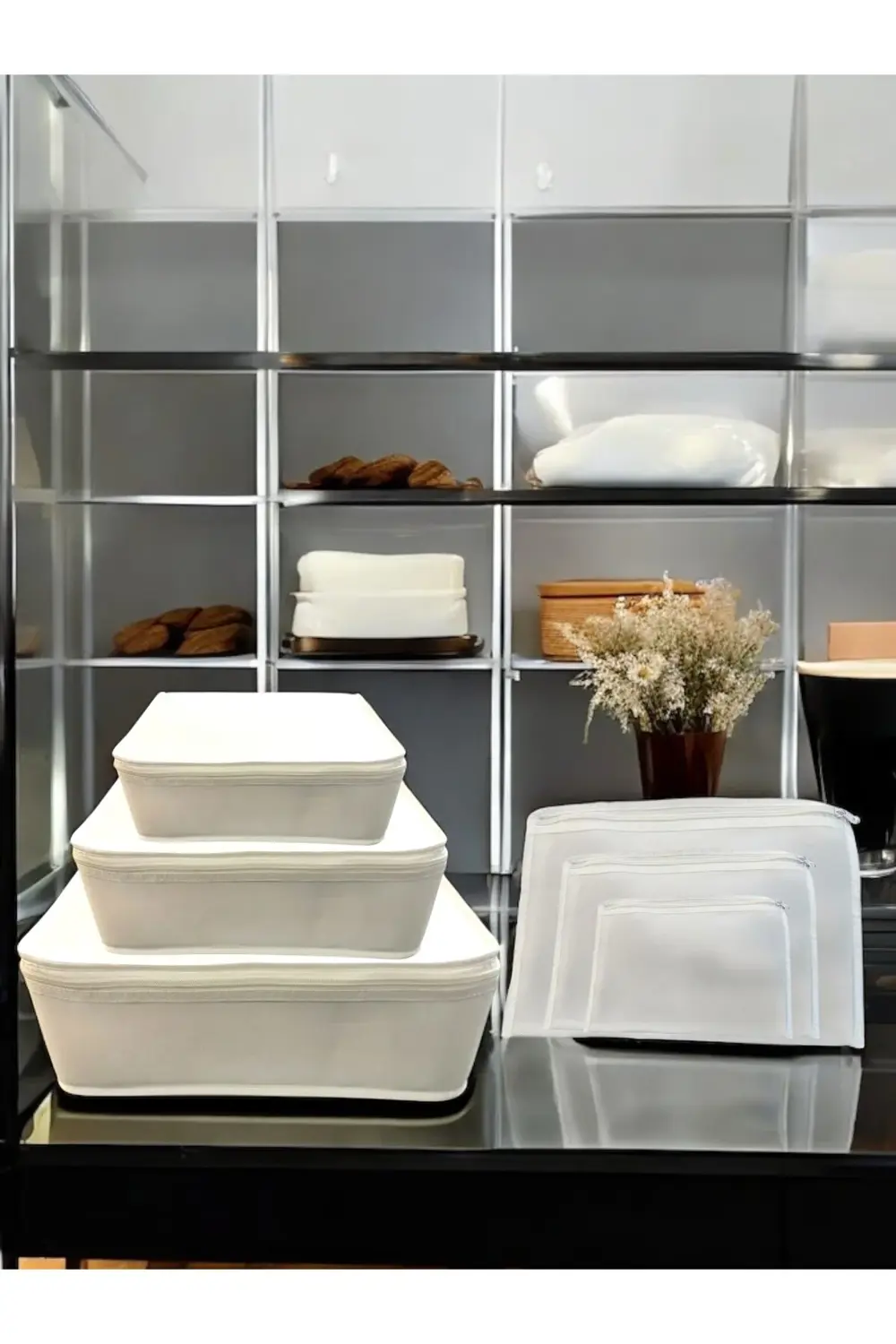 6'lı Beyaz Valiz Düzenleyici , Bavul Içi Düzenleyici Organizer Se