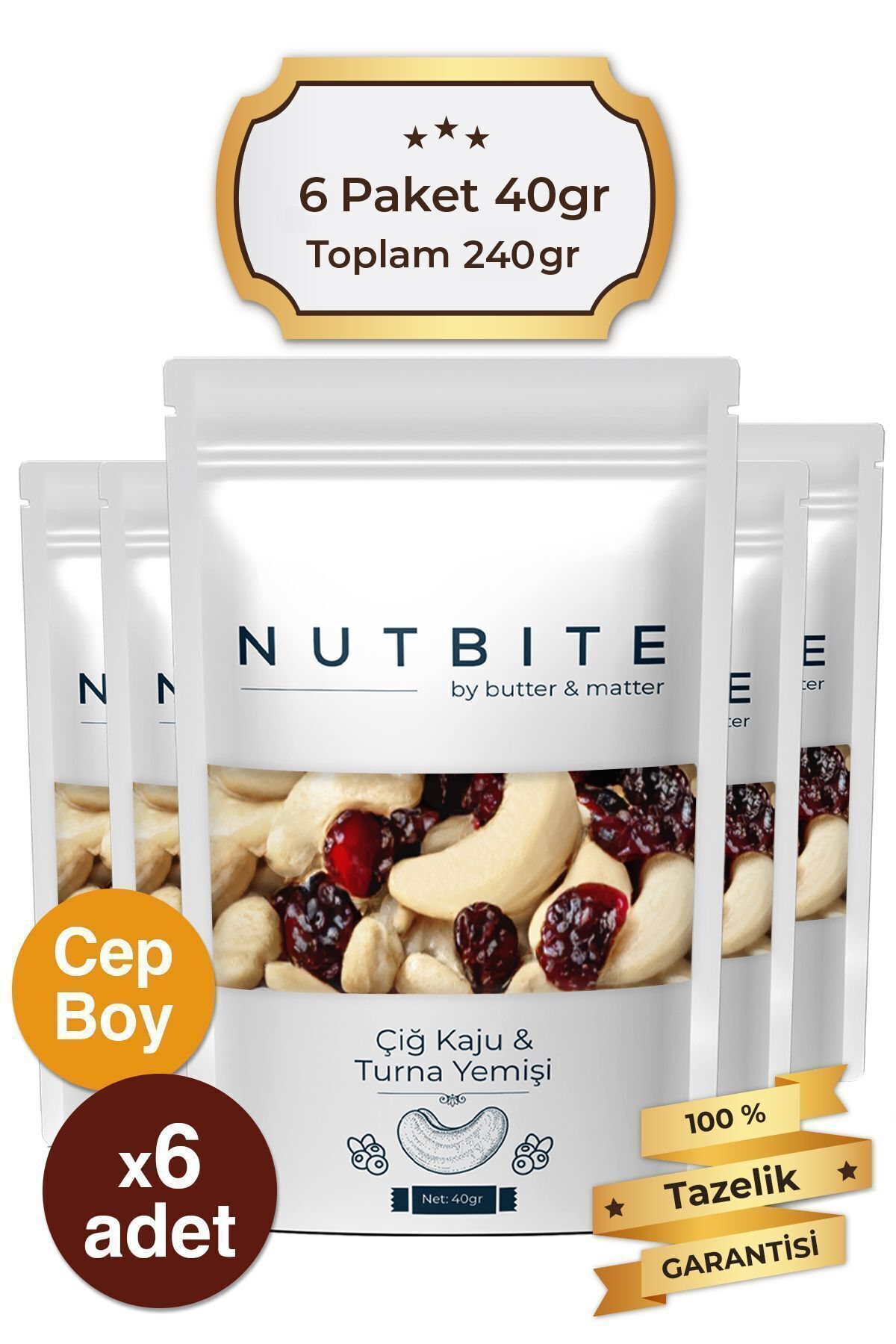 6’lı Cep Boy - Çiğ Kaju & Turna Yemişi - Yeni Mahsül - Hafif Atış