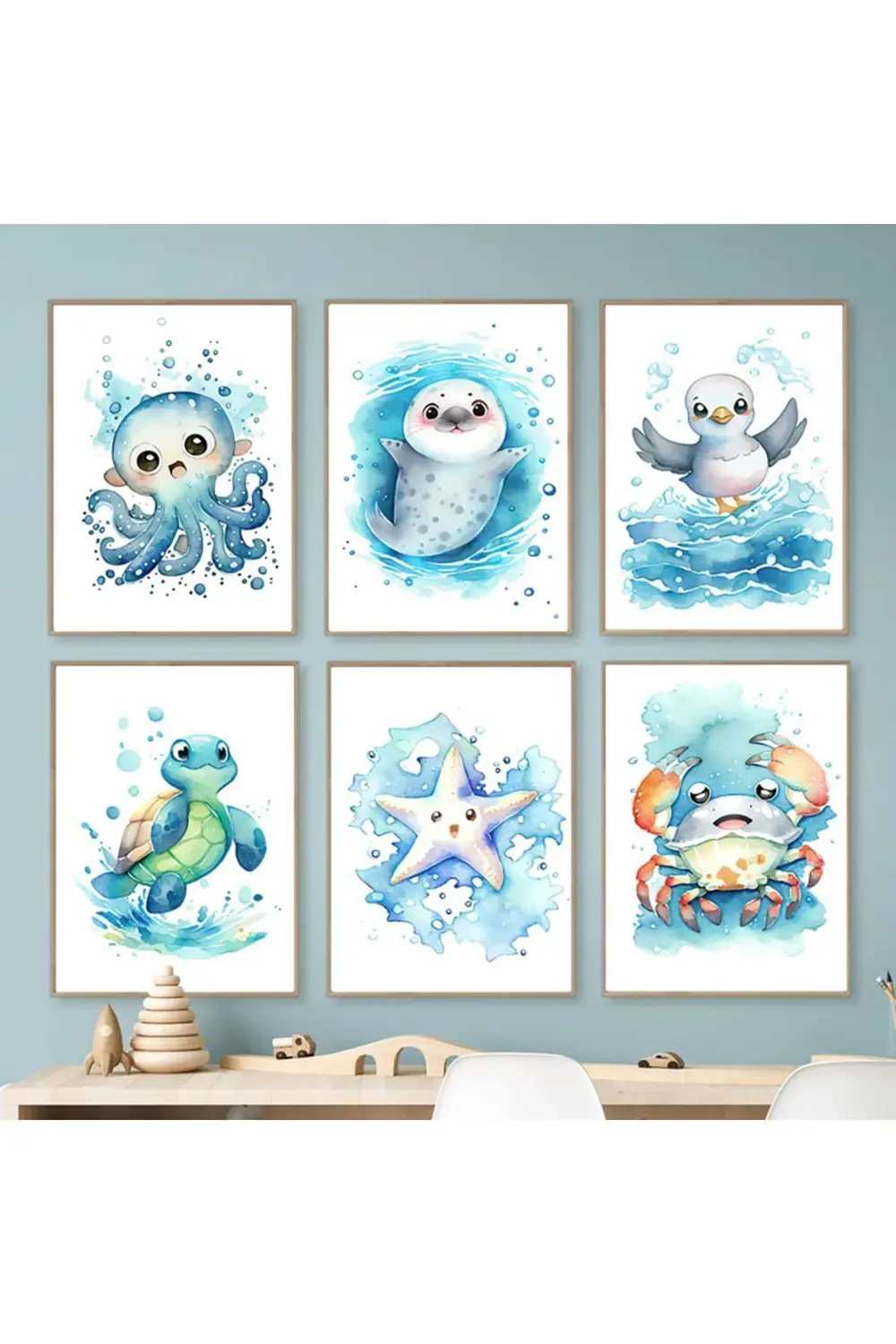 6’lı Çerçeve Görünümlü Modern MDF Tablo Seti –Bebek ve Çocuk Odas