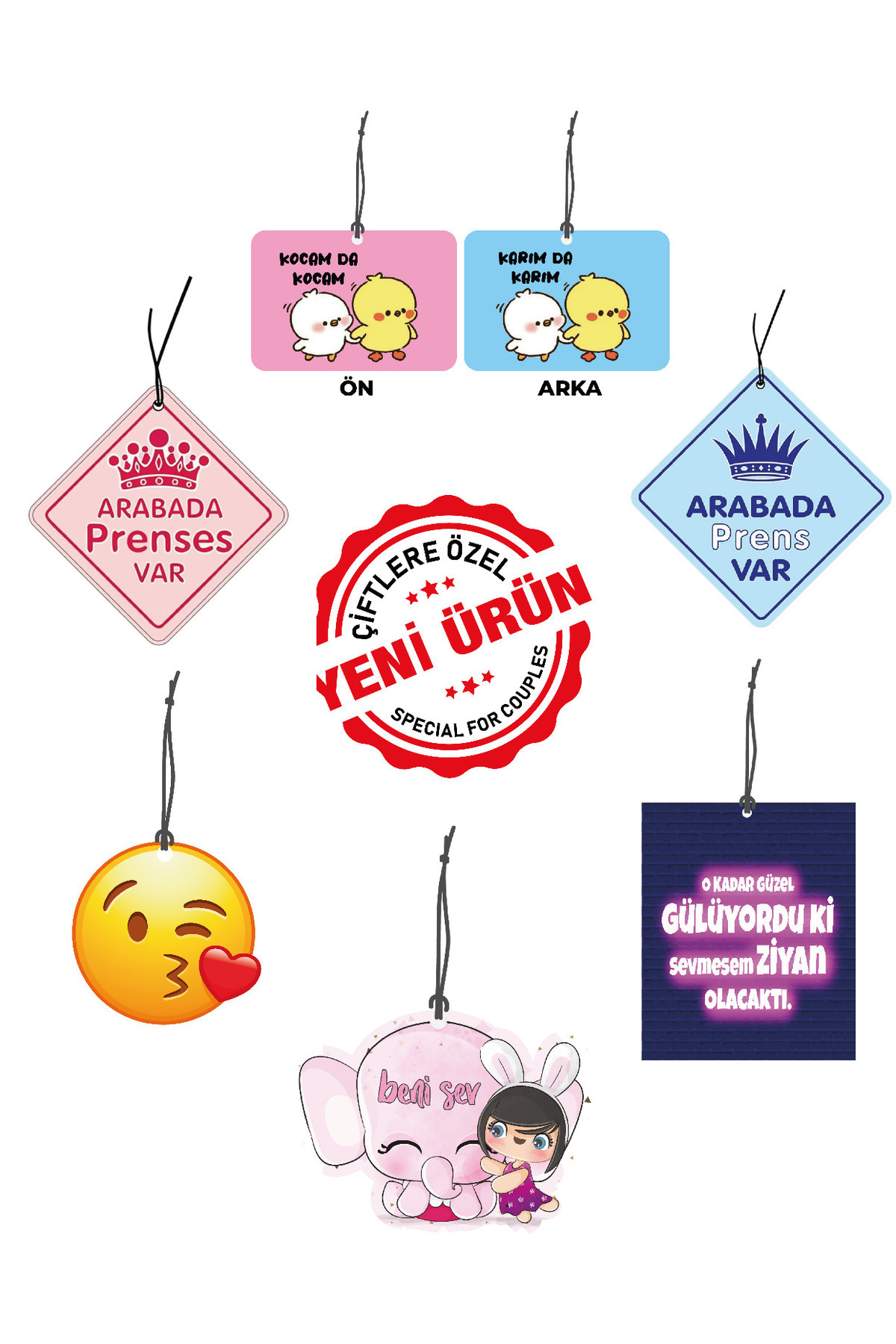 6lı Çiftlere Özgü Oto Kokusu Dikiz Ayna Süsü Torpido Ve Oto Akses