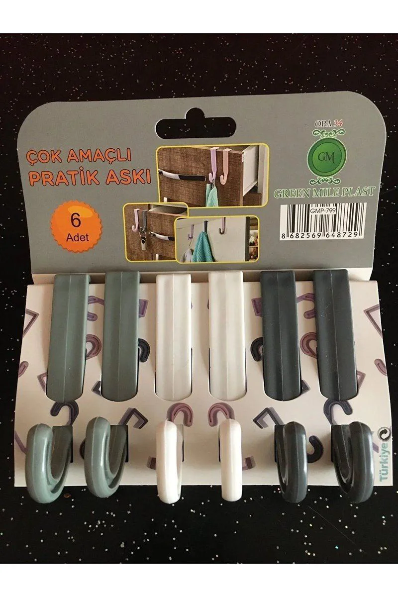 6'lı Çok Amaçlı Pratik Askı Sert Plastik - Dolap Düzenleme ve Askı Çözümleri Fiyatı, Yorumları ve Özellikleri
