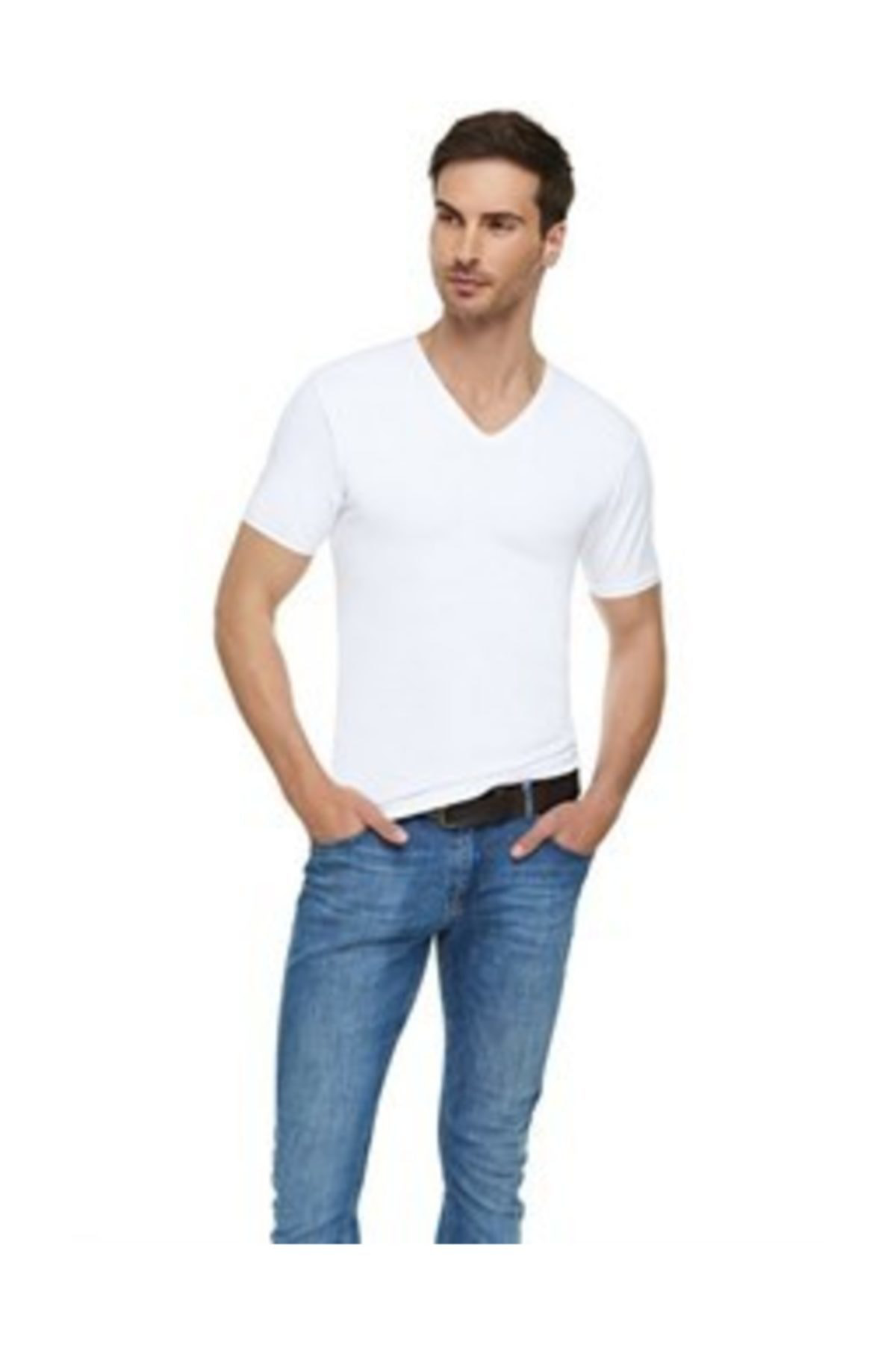 Tutku Elit 6'Li Erkek Elastan V Yaka Fanila Atlet Beyaz