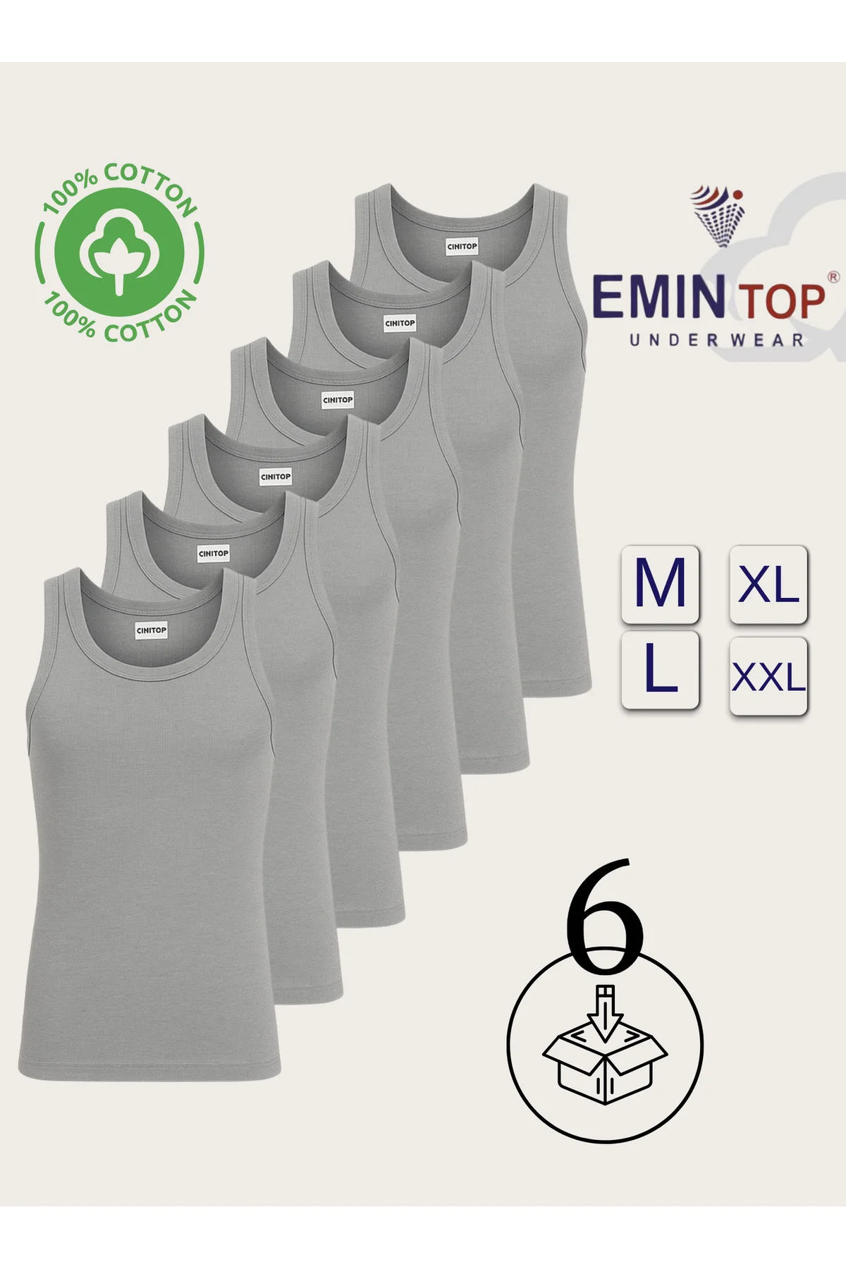 6'lı ERKEK GRİ PENYE ATLET