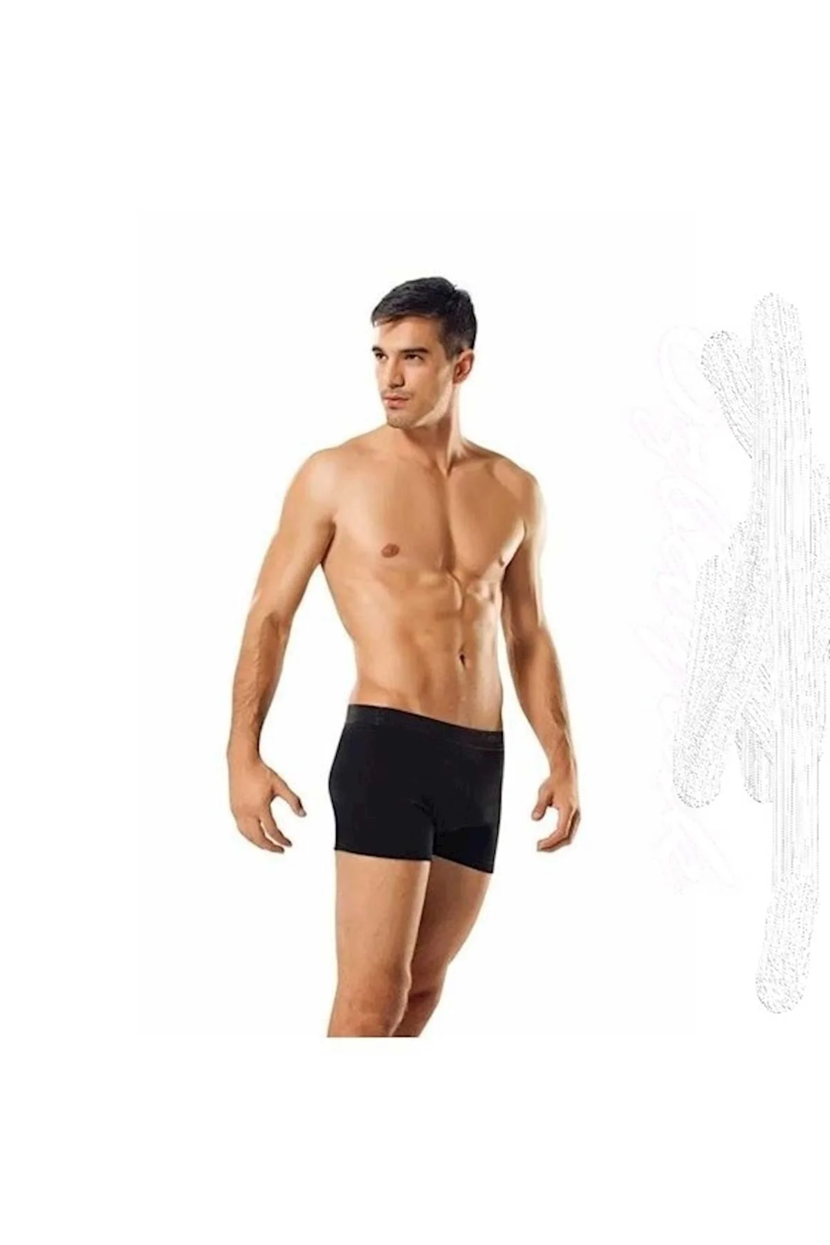 6`lı Erkek Likralı Boxer - Siyah - S-1
