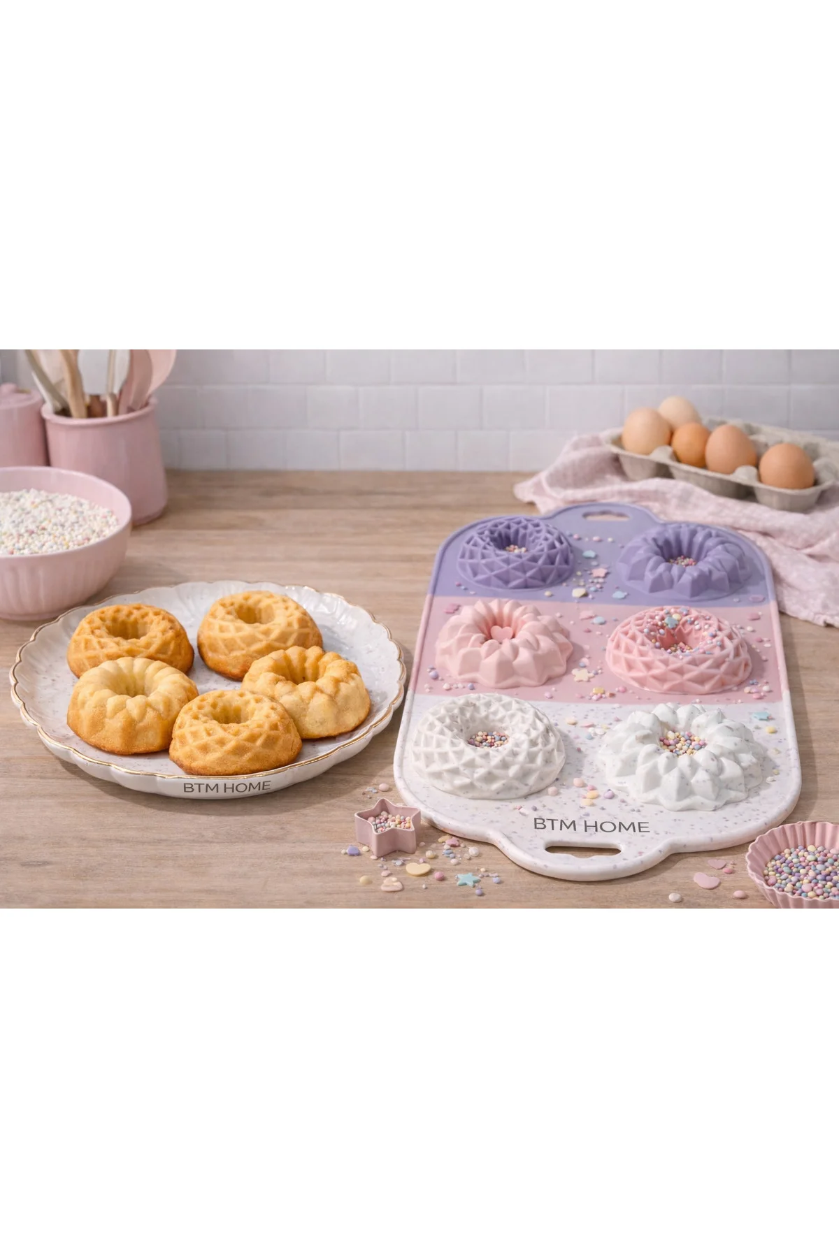 6’lı Figürlü Silikon Kek Kalıbı Mini Muffin Donut Yapışmaz Fırın 