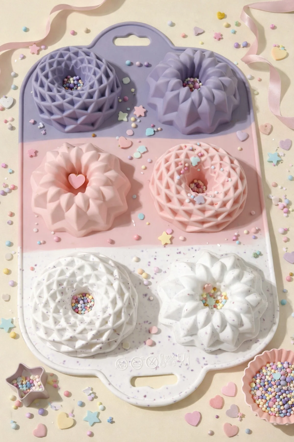 6’lı Figürlü Silikon Kek Kalıbı Mini Muffin Donut Yapışmaz Fırın 