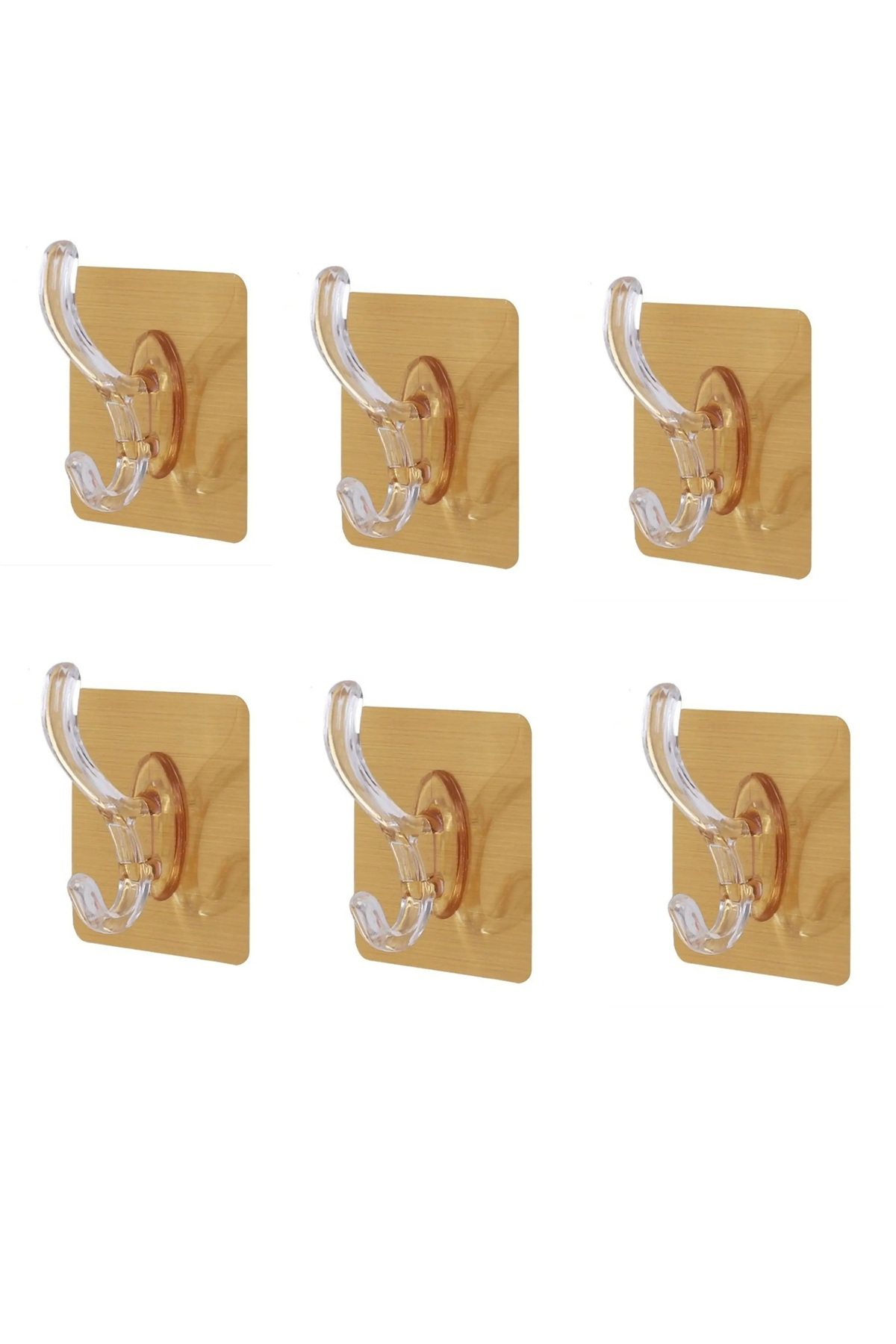 Pi İthalat 6Lı Gold Kanca Askı Güçlü Yapışkanlı Mutfak Banyo Askısı
