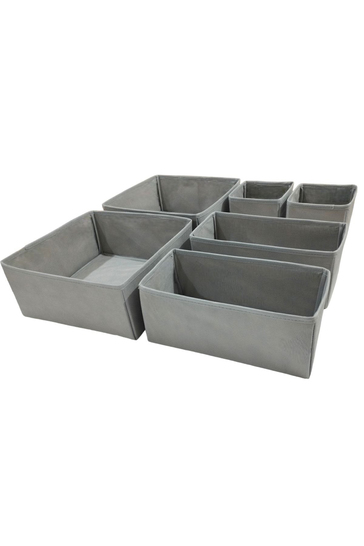 6'lı Gri Çekmece Içi Düzenleyici Organizer Set - Çok Amaçlı Dolap