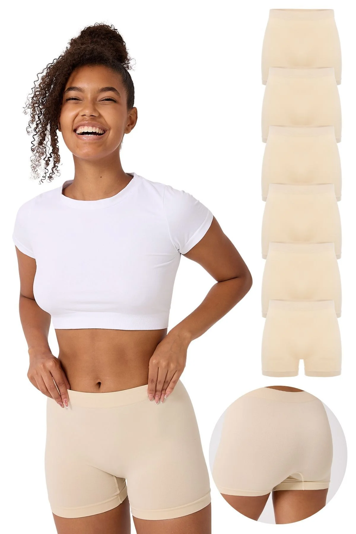 6'lı Kadın Dikişsiz Esnek Basic Boxer