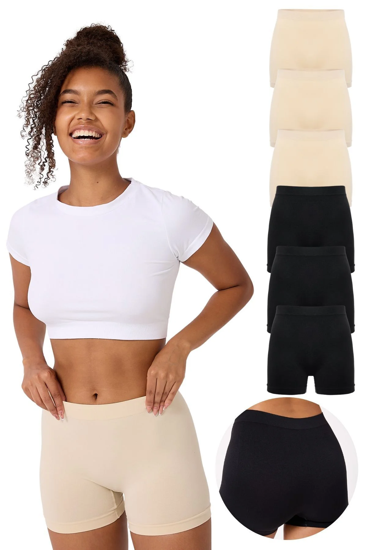 6'lı Kadın Dikişsiz Esnek Basic Boxer