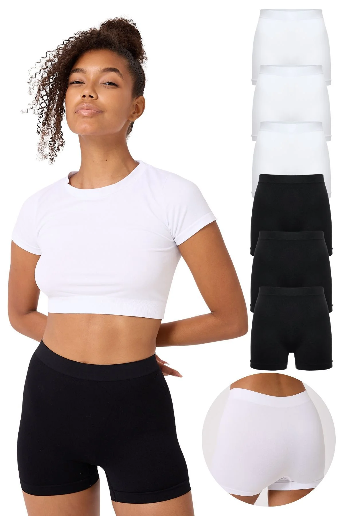 6'lı Kadın Dikişsiz Esnek Basic Boxer