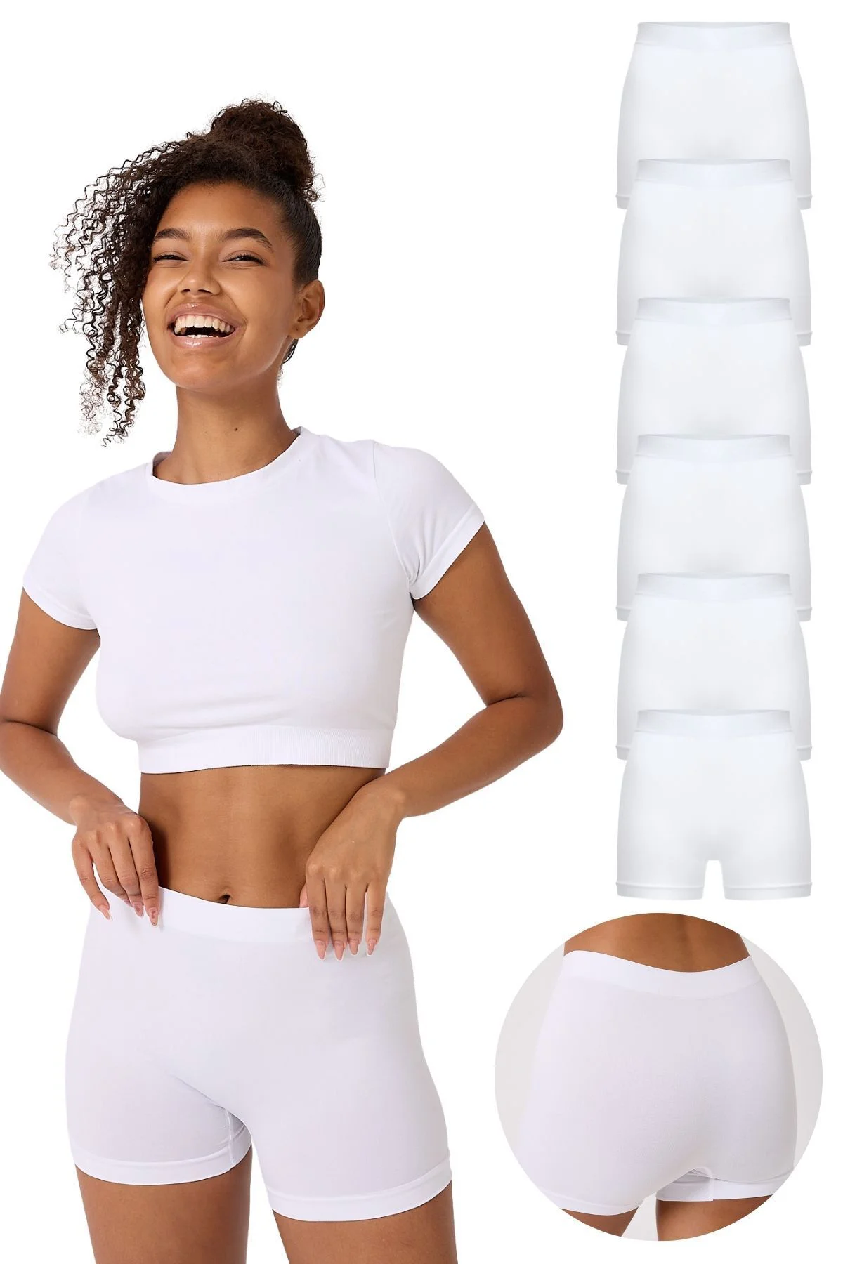 6'lı Kadın Dikişsiz Esnek Basic Boxer