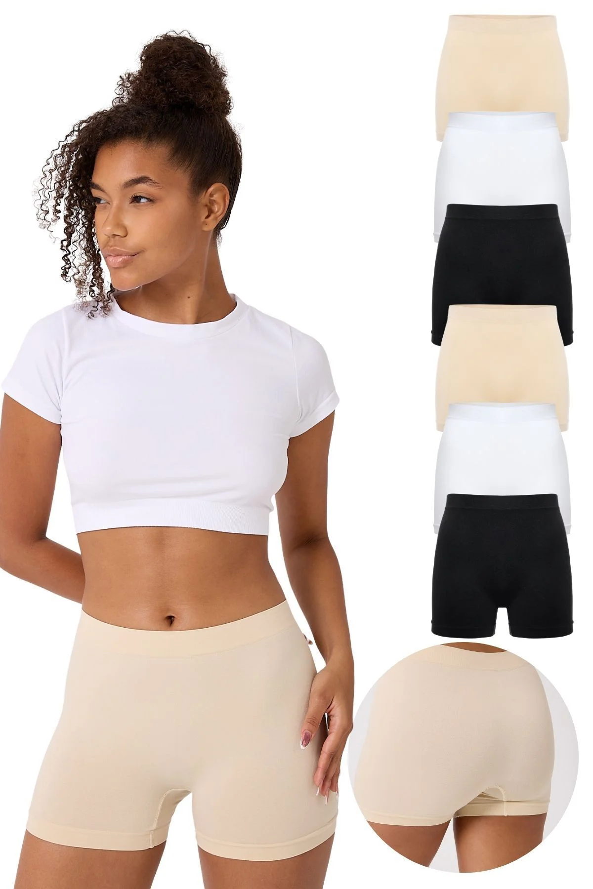 6'lı Kadın Dikişsiz Esnek Basic Boxer