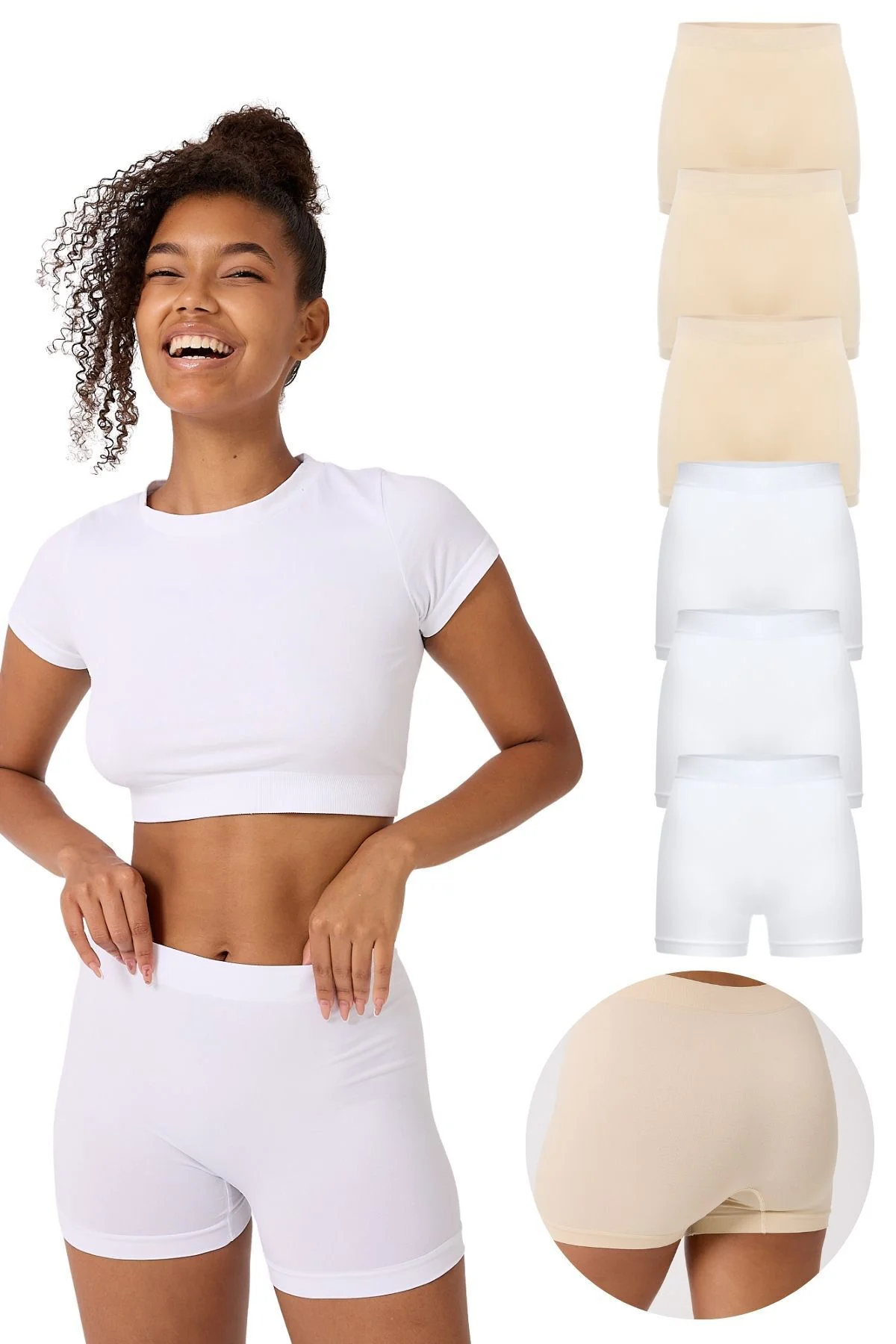 6'lı Kadın Dikişsiz Esnek Basic Boxer