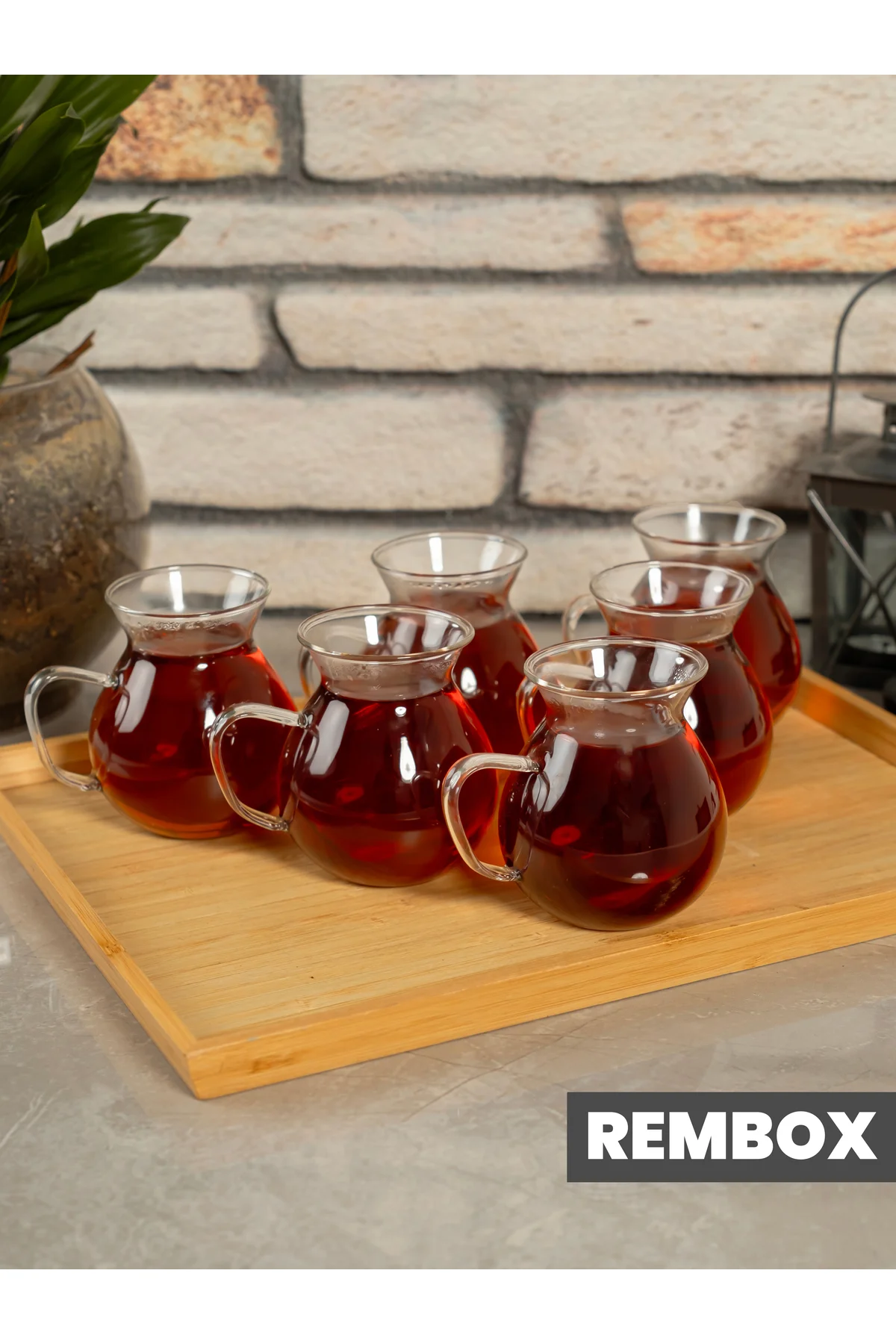 6'lı Keyfi Ala Borosilikat Cam Kulplu Çay Bardağı 210ml Bardak 6'
