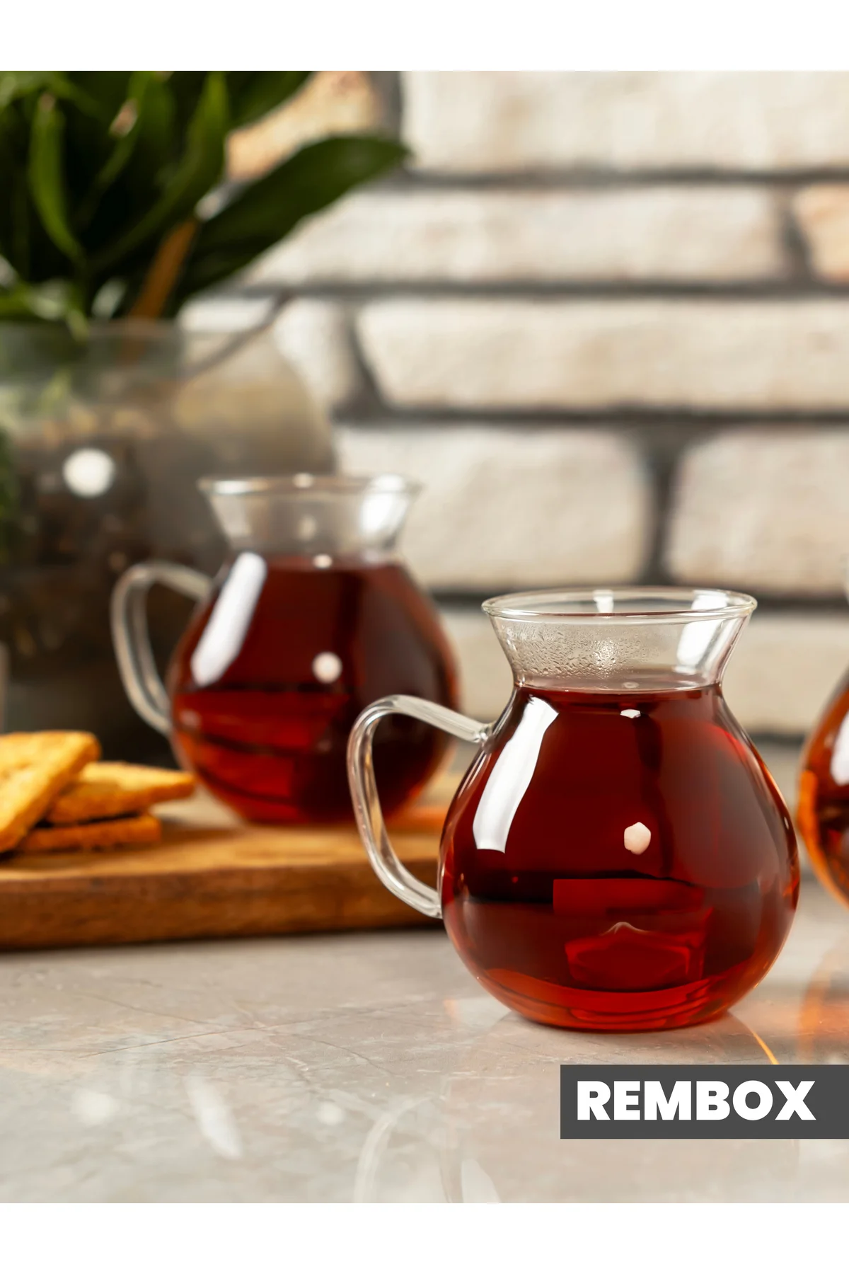 6'lı Keyfi Ala Borosilikat Cam Kulplu Çay Bardağı 210ml Bardak 6'