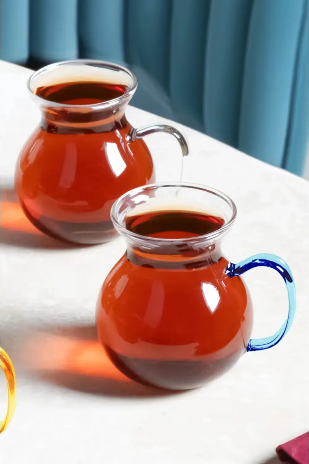 6'lı Keyfi Ala Borosilikat Cam Kulplu Çay Bardağı 180ml Bardak