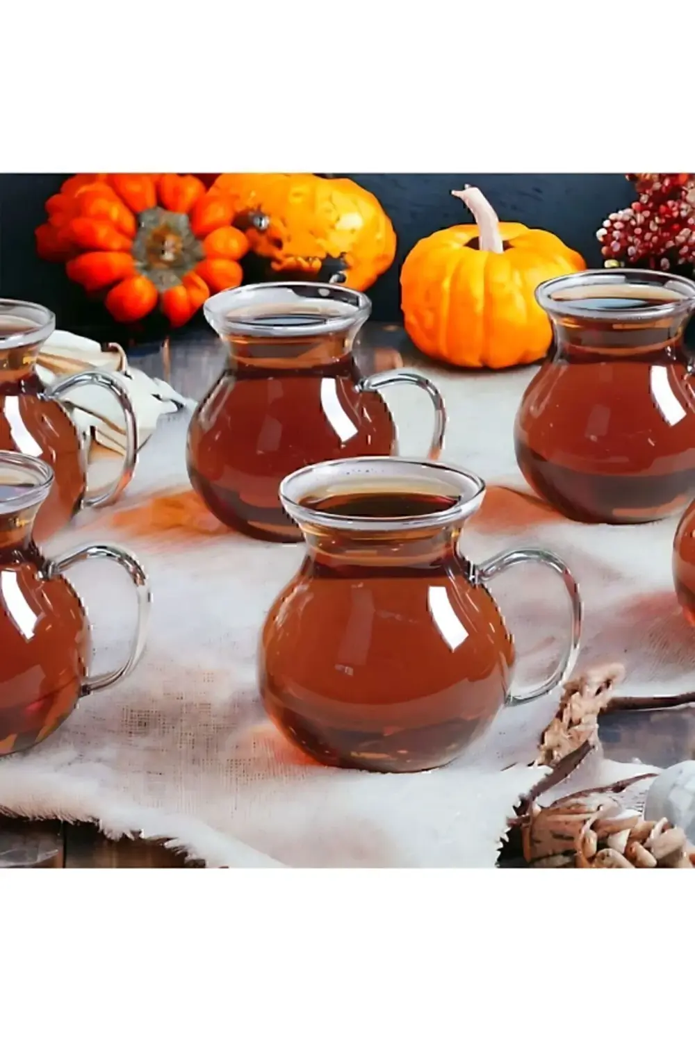 6'lı Keyfi Ala Borosilikat Cam Kulplu Çay Bardağı 200ml Bardak