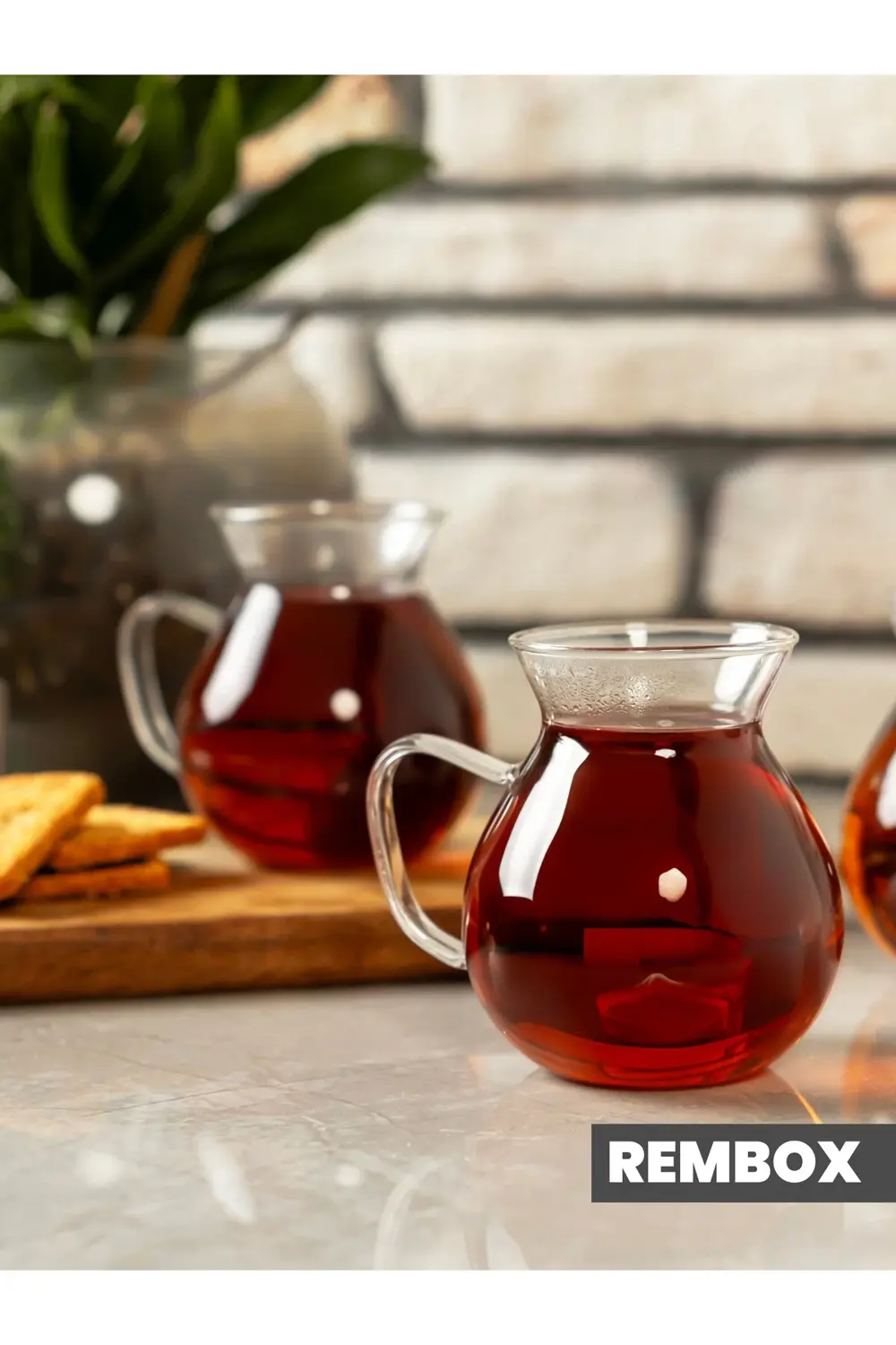 6'lı Keyfi Ala Borosilikat Cam Kulplu Çay Bardağı 210ml Bardak 6'