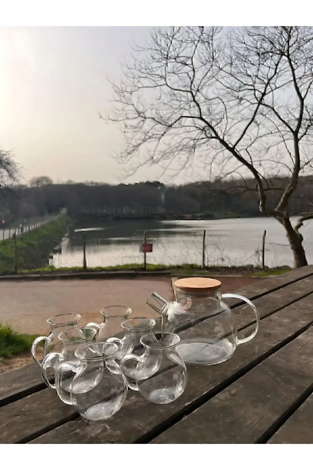 6'lı Keyfi Ala Borosilikat Cam Kulplu Çay Bardağı 200ml Bardak