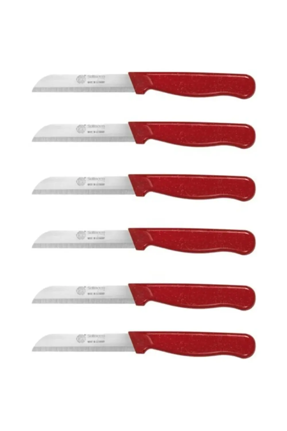6lı Kırmızı Ggs Solingen Simli Meyve Bıçağı