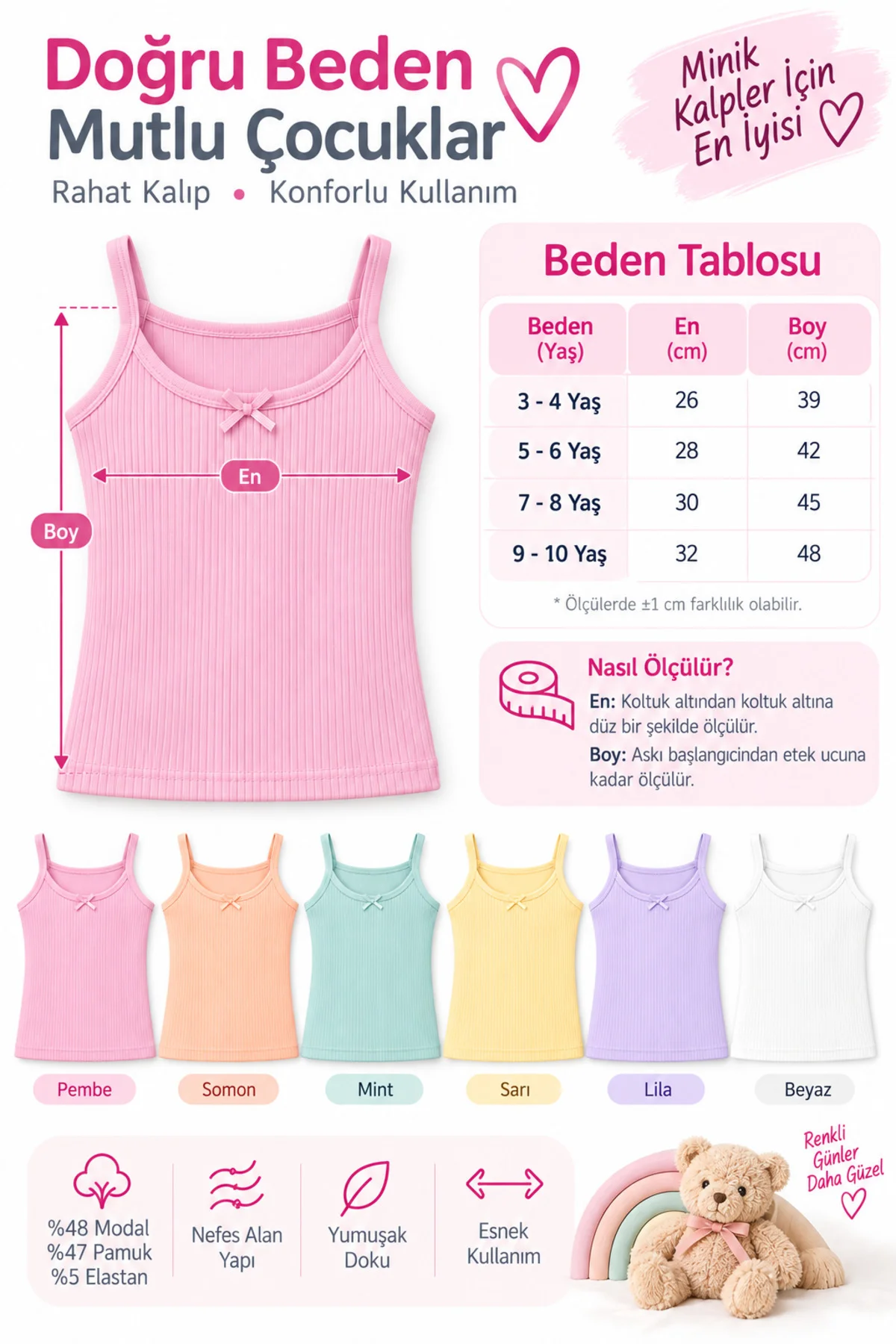 6'lı Kız Çocuk Modal İp Askılı Atlet %48 Modal %47 Pamuk %5 Elastan Esnek Rahat 3-10 Yaş 6'lı Kız Çocuk Modal İp Askılı Atlet %48 Modal %47 Pamuk %5 Elastan Esnek Rahat 3-10 Yaş