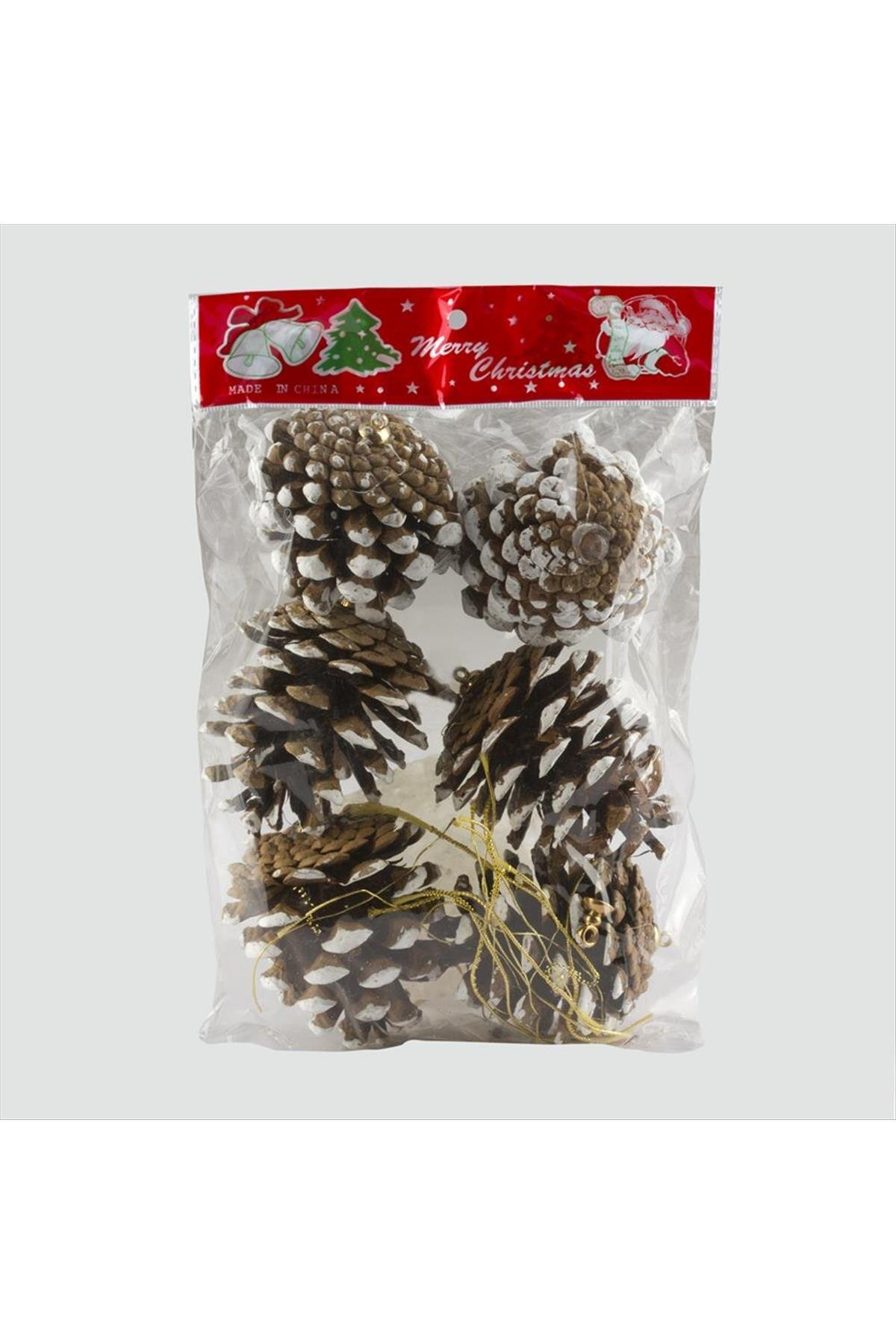 6'Lı Kozalak Yılbaşı Ağaç Süsü