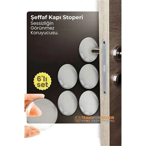 6'lı Kristal Koruma  Şeffaf Kapı Stoperi Tampon Seti | Duvar &amp