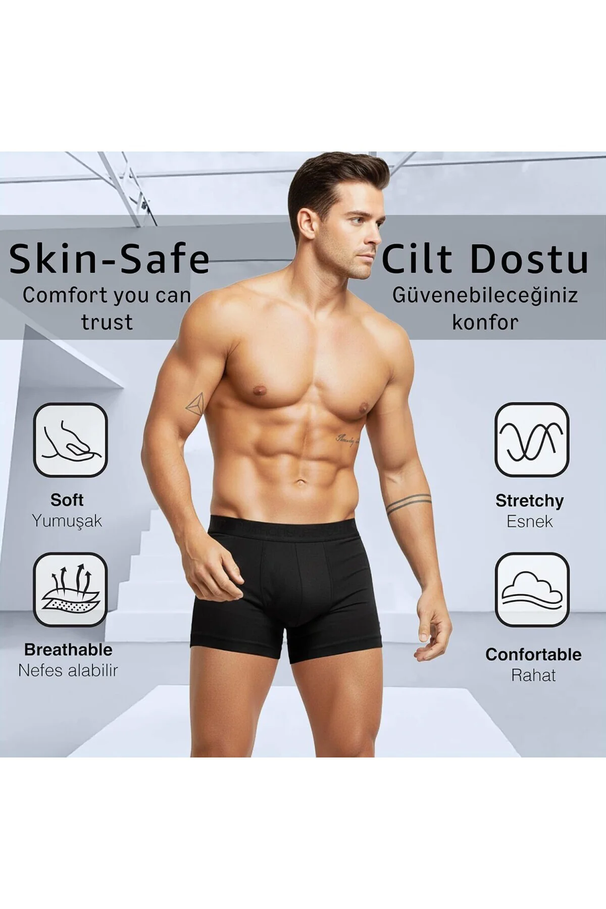 6'lı Kutu Premium Likralı Erkek Boxer