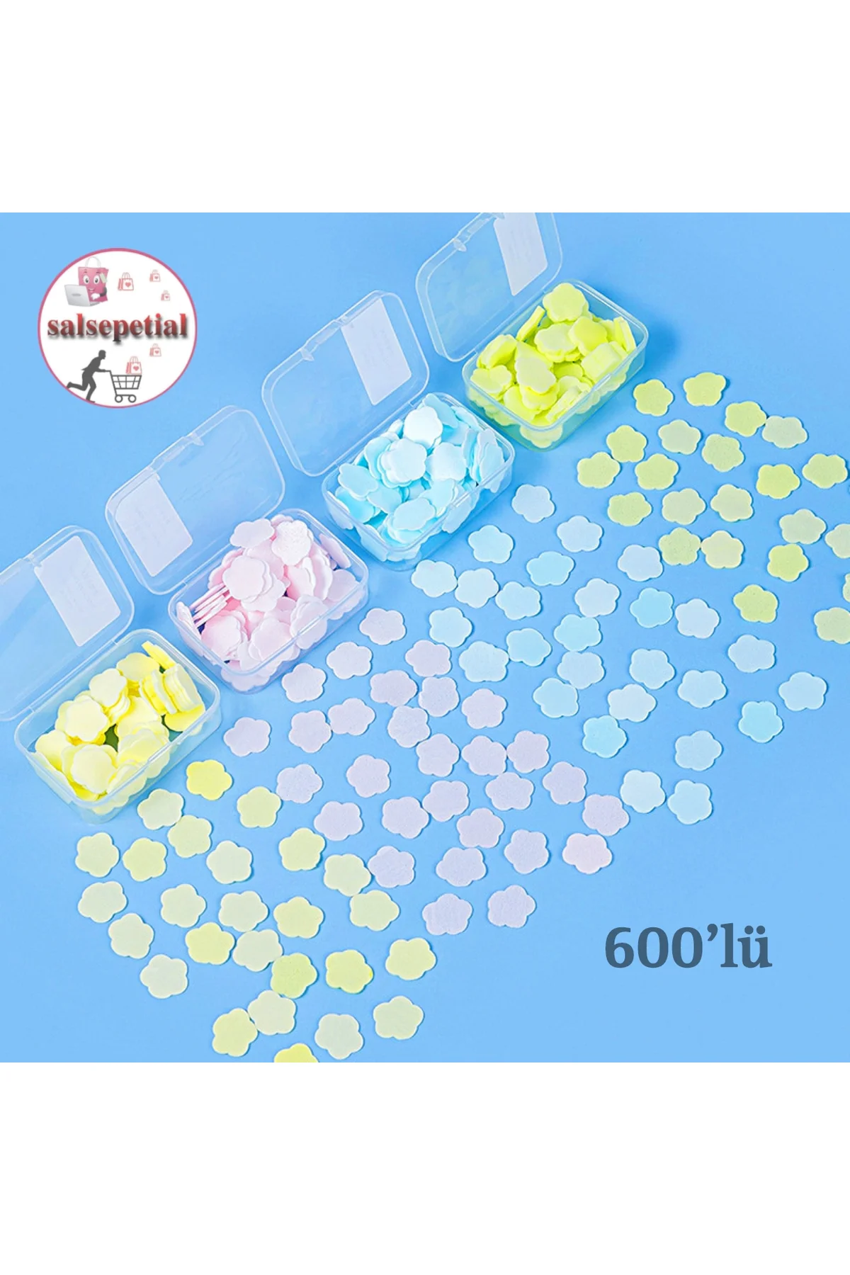 6'lı Kutulu 600 Adet Çiçek Kokulu Mini El Sabunu Eriyen Mini Kağı