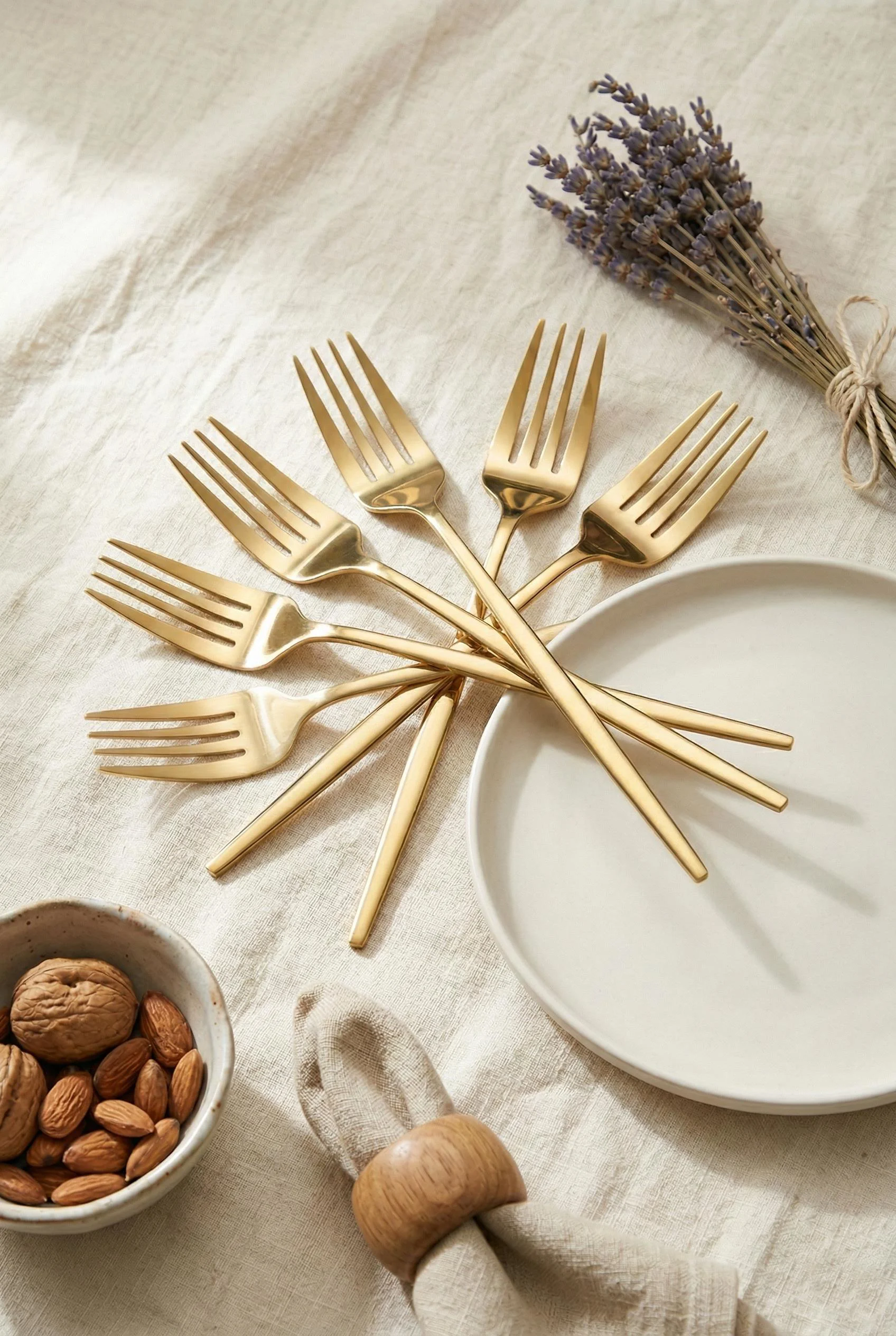 6'lı Lüks Gold Paslanmaz Çelik Yemek Çatalı Seti (21 cm)