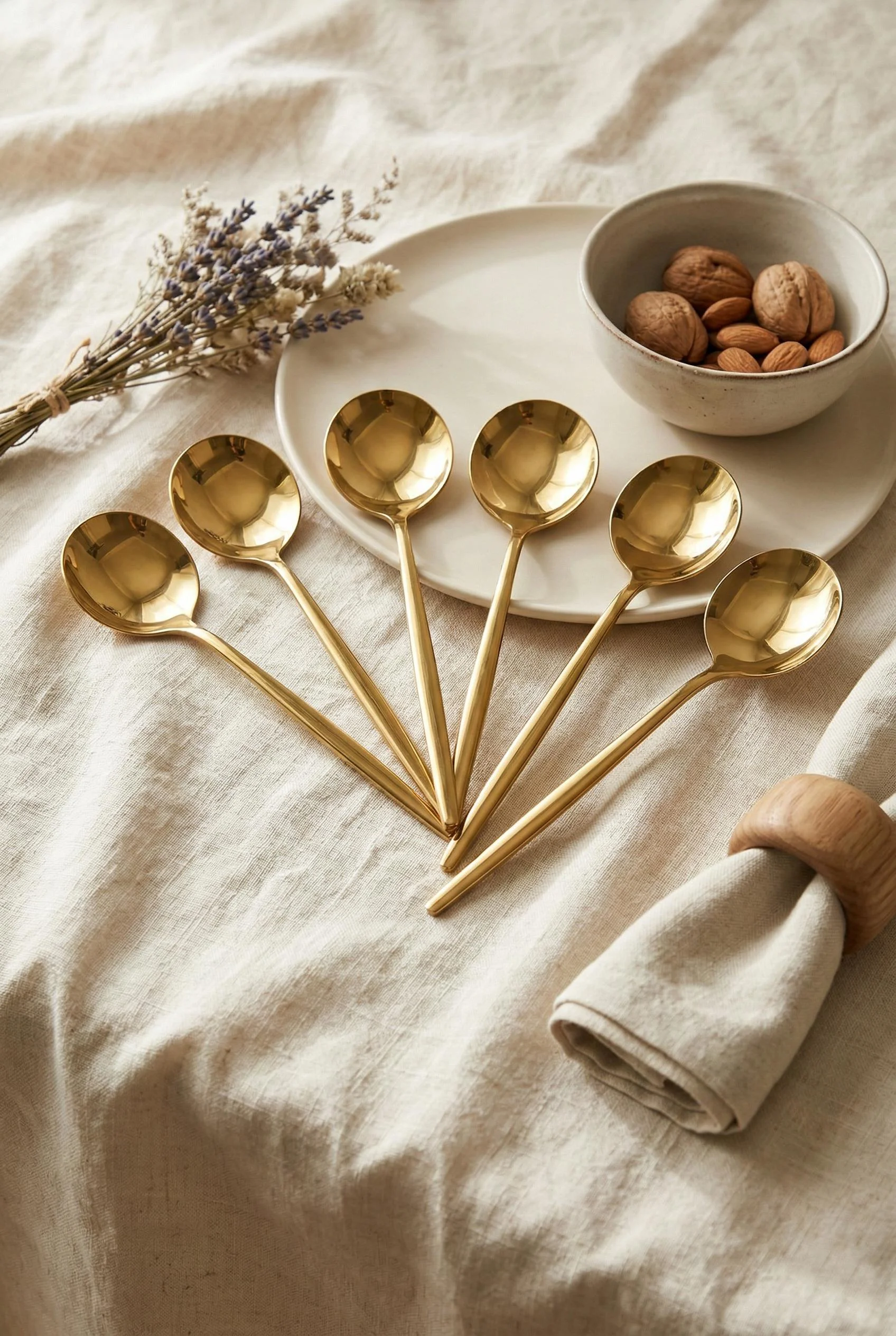 6'lı Lüks Gold Paslanmaz Çelik Yemek Kaşığı Seti (21 cm)