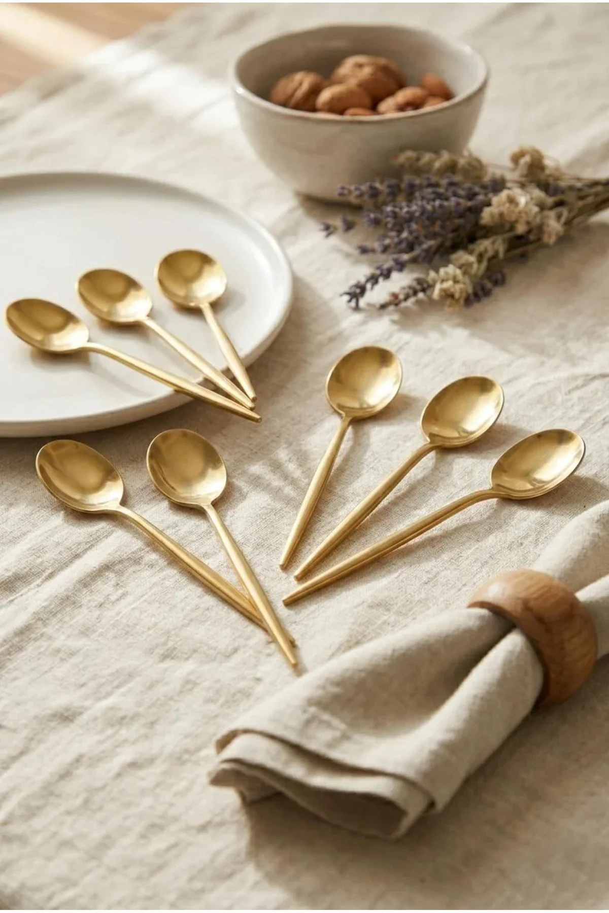 6'lı Lüks Gold Paslanmaz Çelik Çay Kaşığı Seti (13 cm)