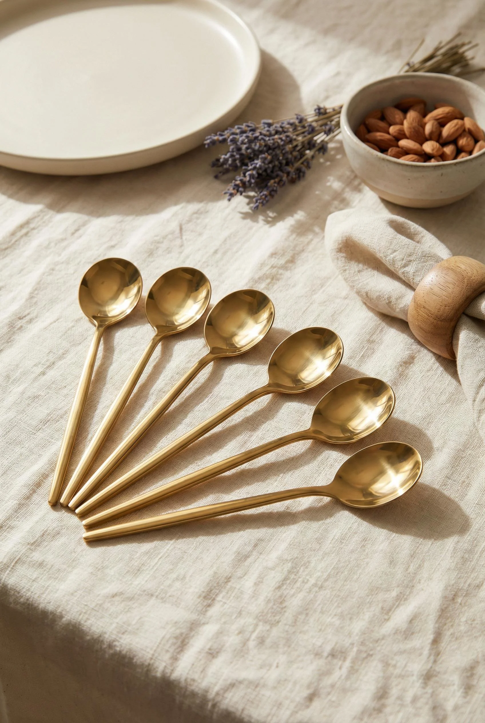 6'lı Lüks Gold Paslanmaz Çelik Yemek Kaşığı Seti (21 cm)