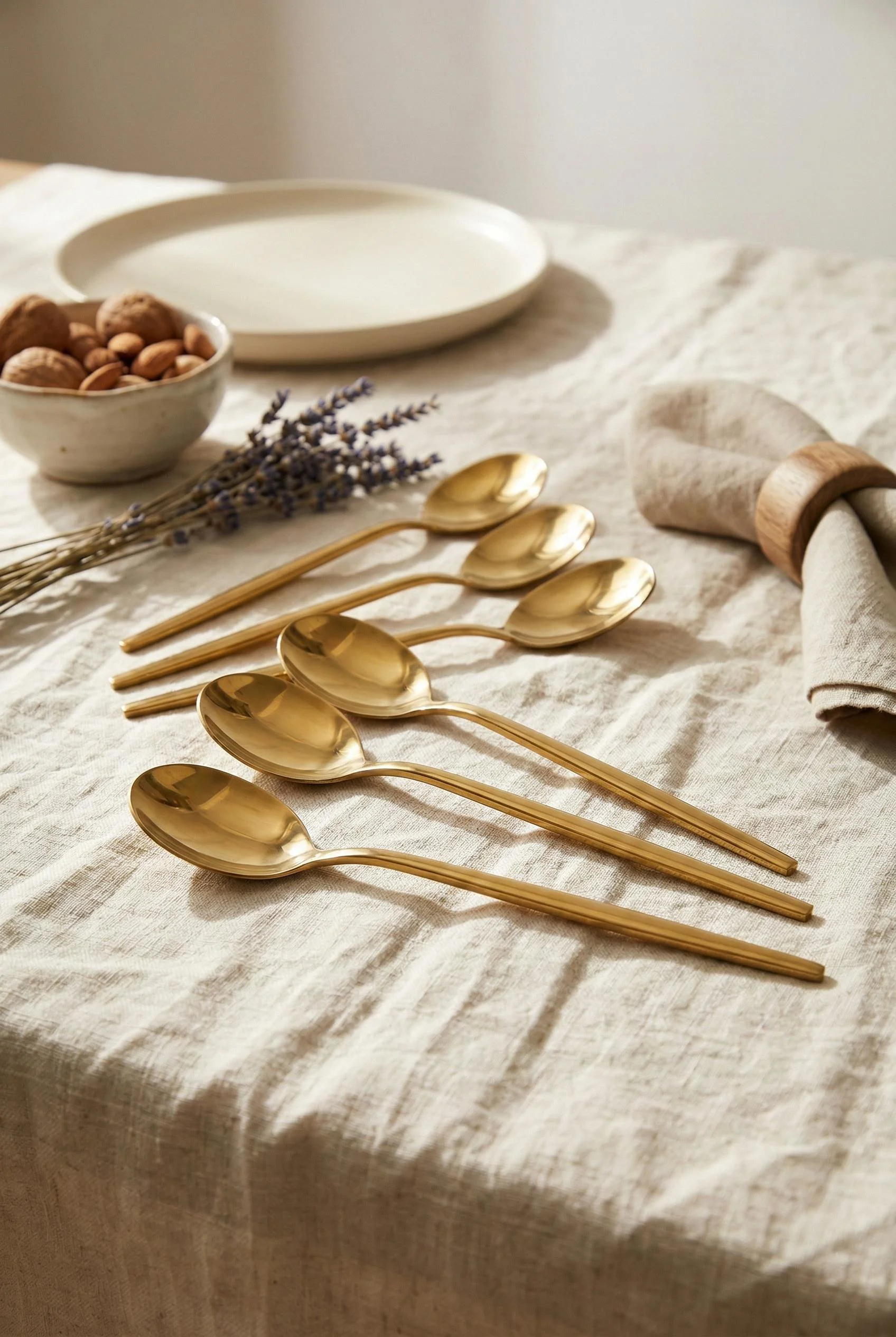 6'lı Lüks Gold Paslanmaz Çelik Yemek Kaşığı Seti (21 cm)