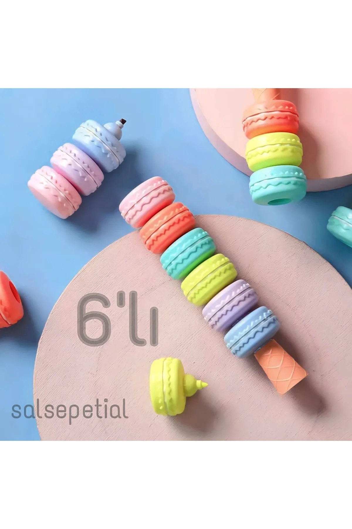 6'lı Makaron Fosforlu Kalem Seti