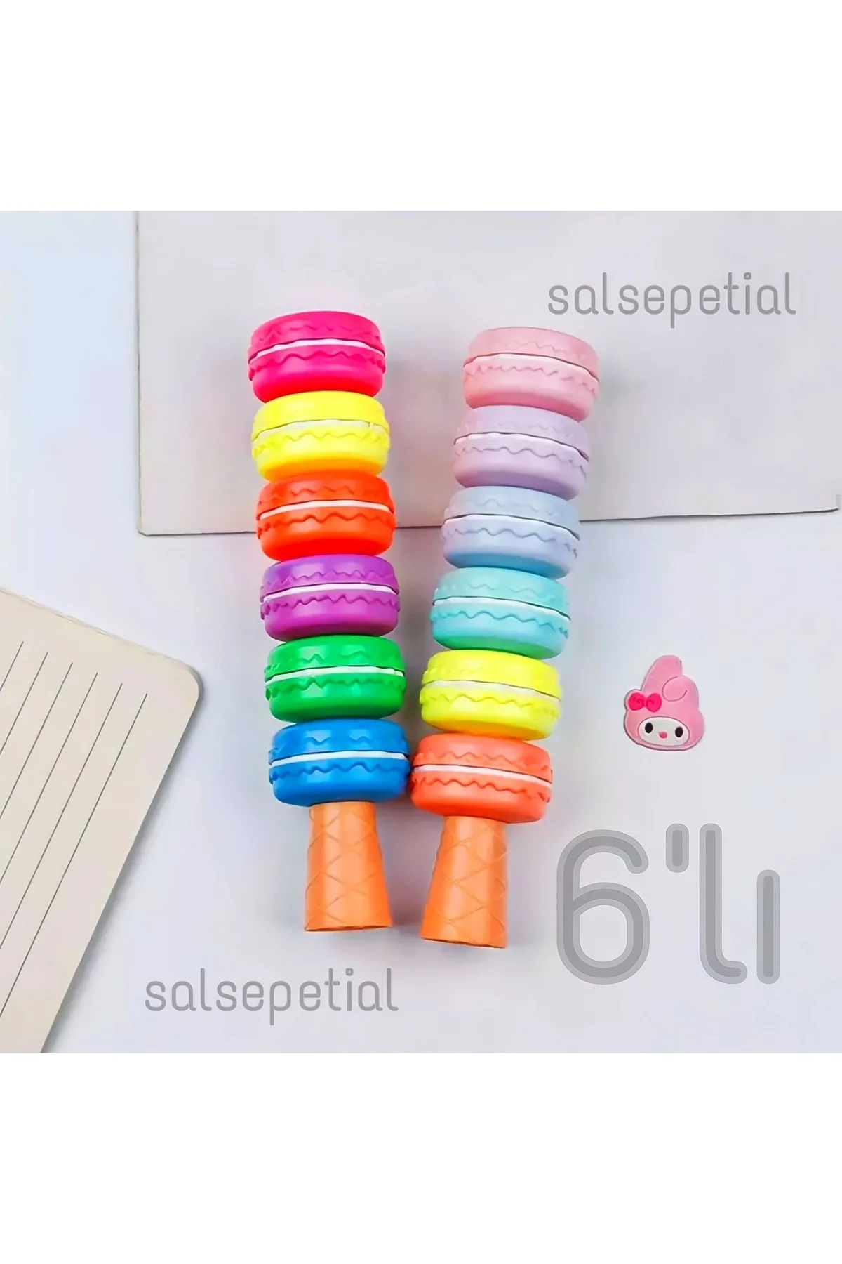 6'lı Makaron Fosforlu Kalem Seti