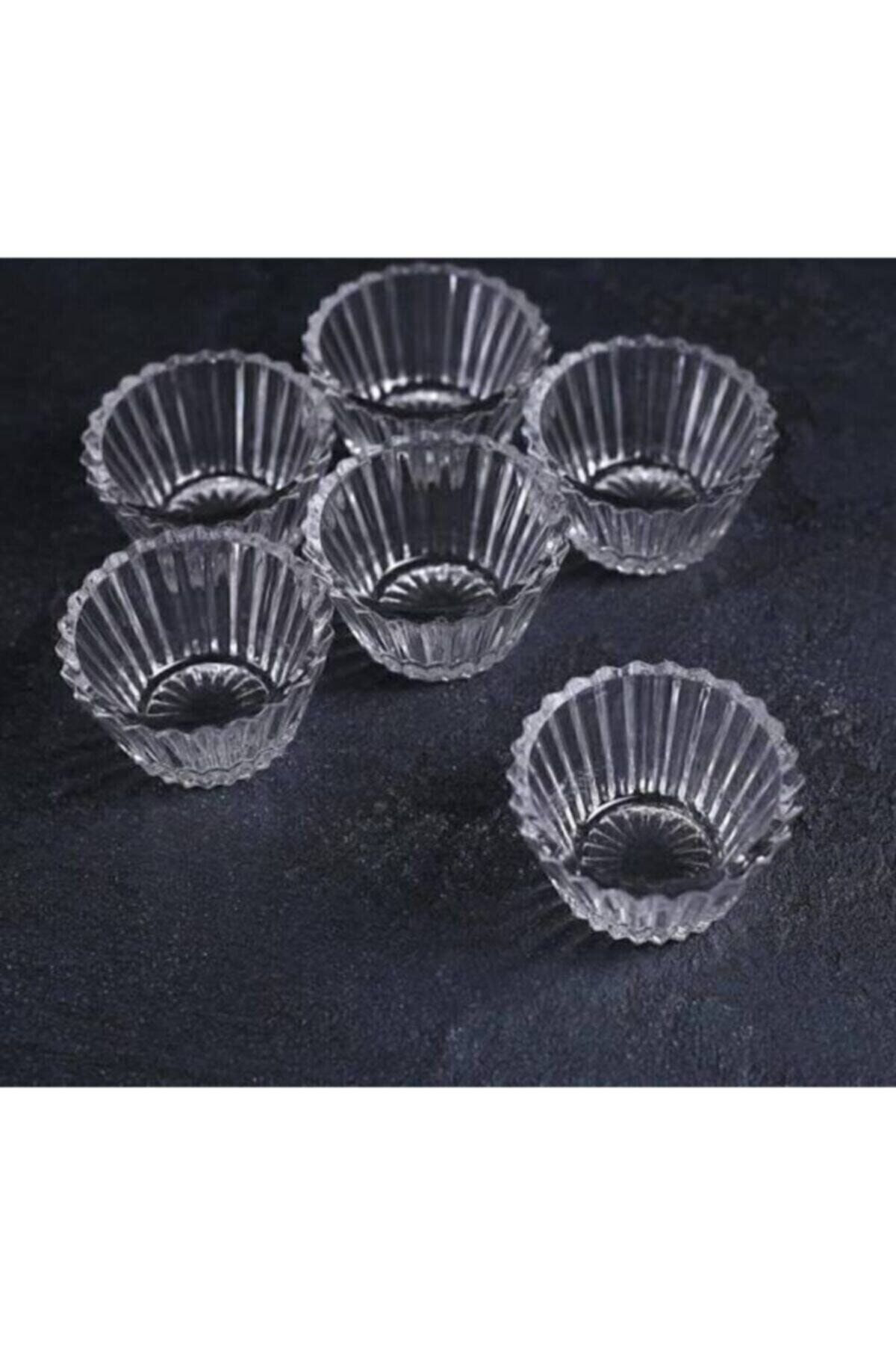 6'lı Mini Lokumluk Sunumluk/şekerlik/sosluk/reçellik Cam 1+ Beyaz