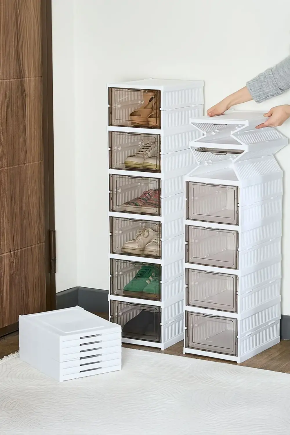 6'lı Modüler Ayakkabılık Dolabı Beyazlüks Ayakkabı Kutusu Seti Ka