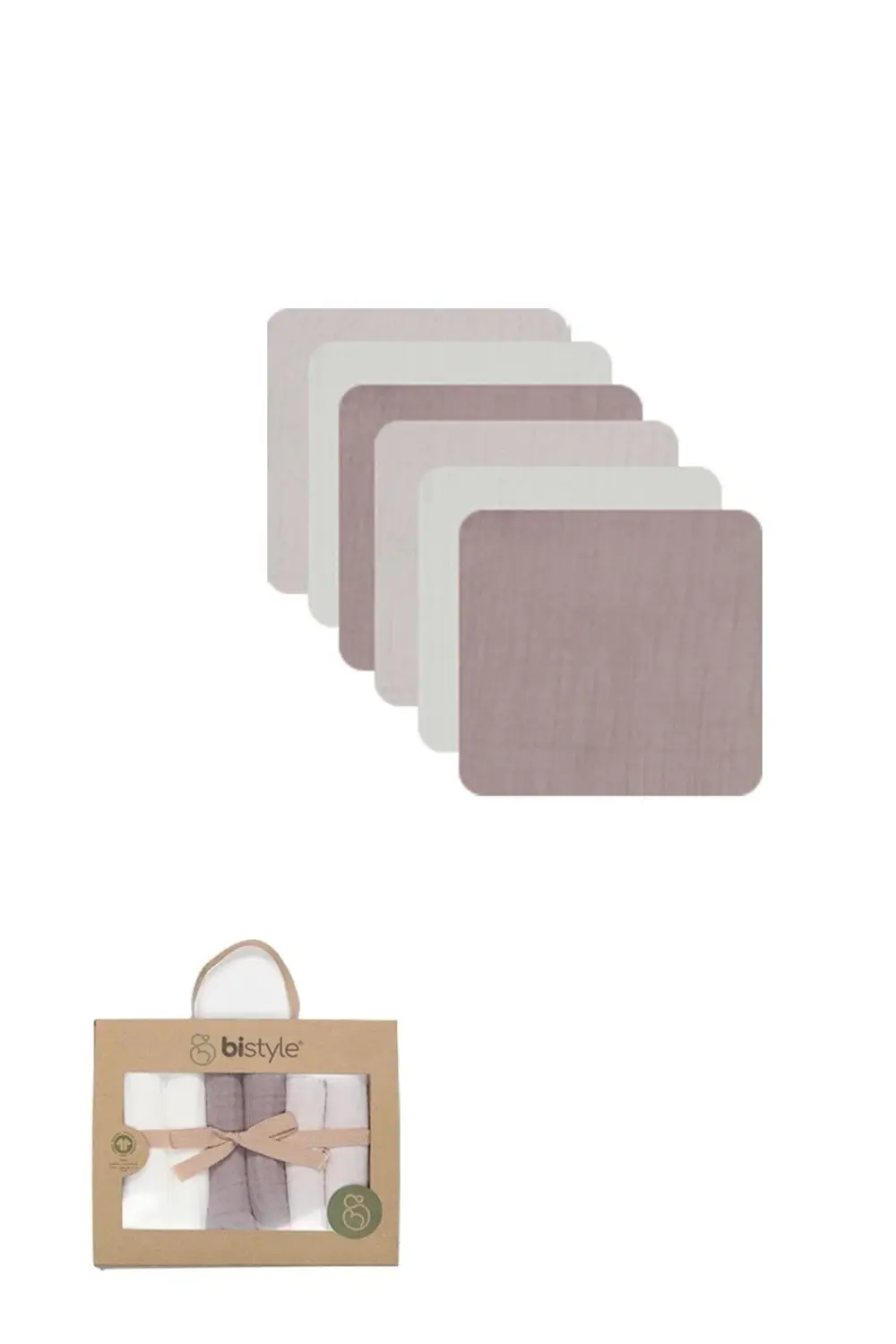 6'lı Müslin Mendil 20x20 cm 90106 Taş Ekru Antrasit